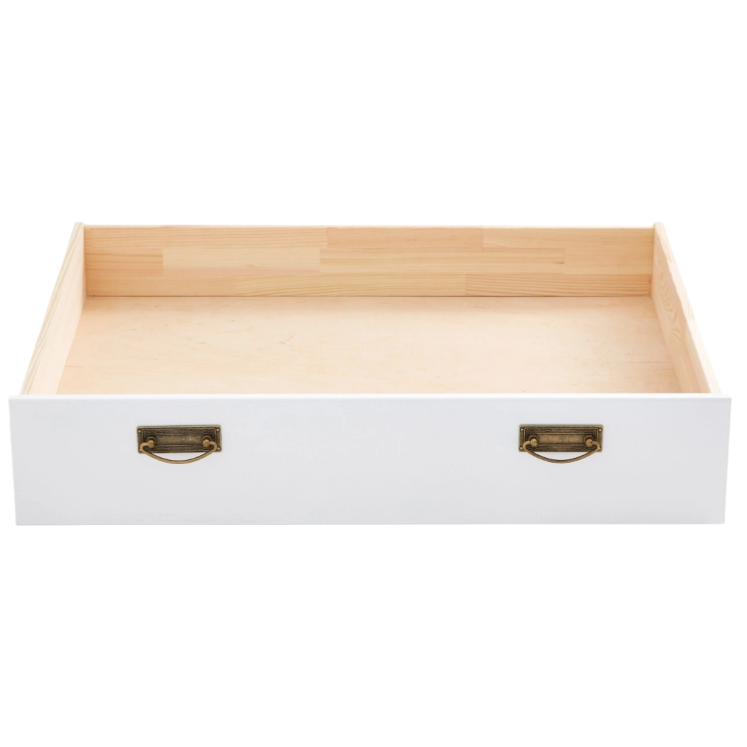 Bettkommode aus weißem Kiefernholz, 83 cm breit