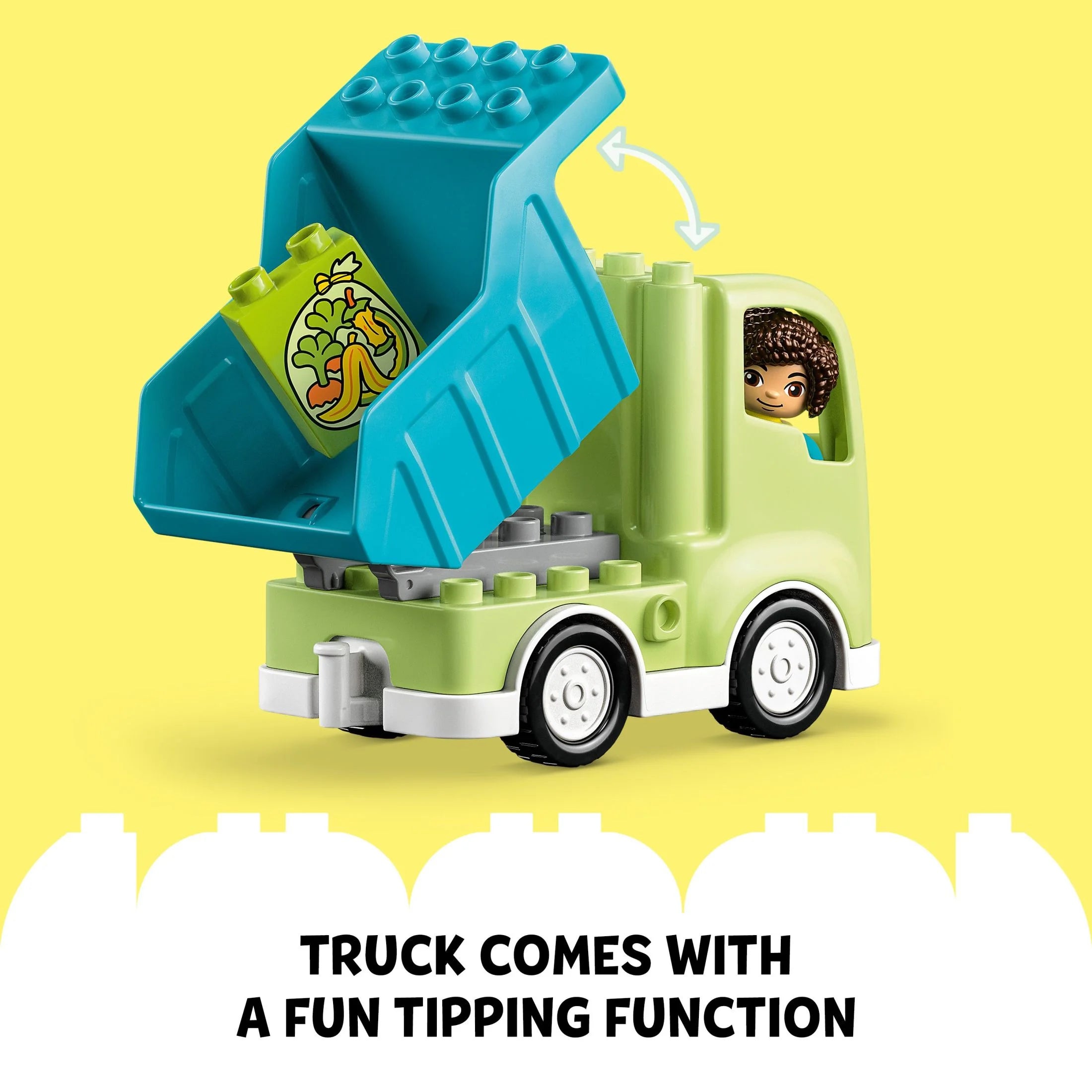 LEGO DUPLO City Camion de recyclage 10987, Jeu de construction, Apprends en jouant avec ce cadeau STEM créatif pour garçons et filles de 2 ans et plus, Comprend 3 poubelles de tri