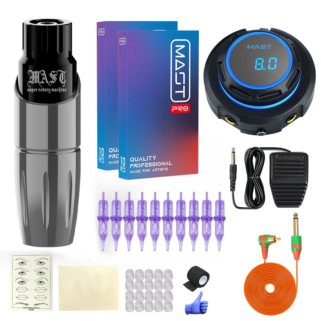 Mast Tour Tattoo-Maschinen-Set mit Tour Pen Rotationsmaschine und Halo Netzteil