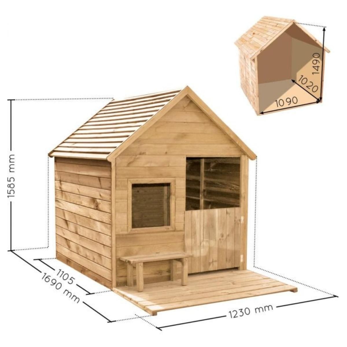 Maisonnette en bois avec banc Heidi Soulet