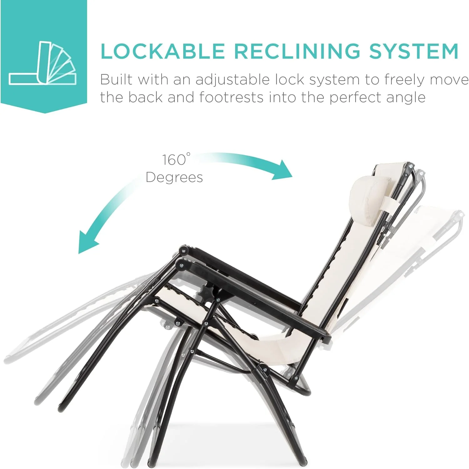 Bedste valg – Zero Gravity-lænestol til terrassen. Justerbar og foldbar udendørsstol med baldakin, nakkepude og sidebakke. Textilene – Påfugleblå