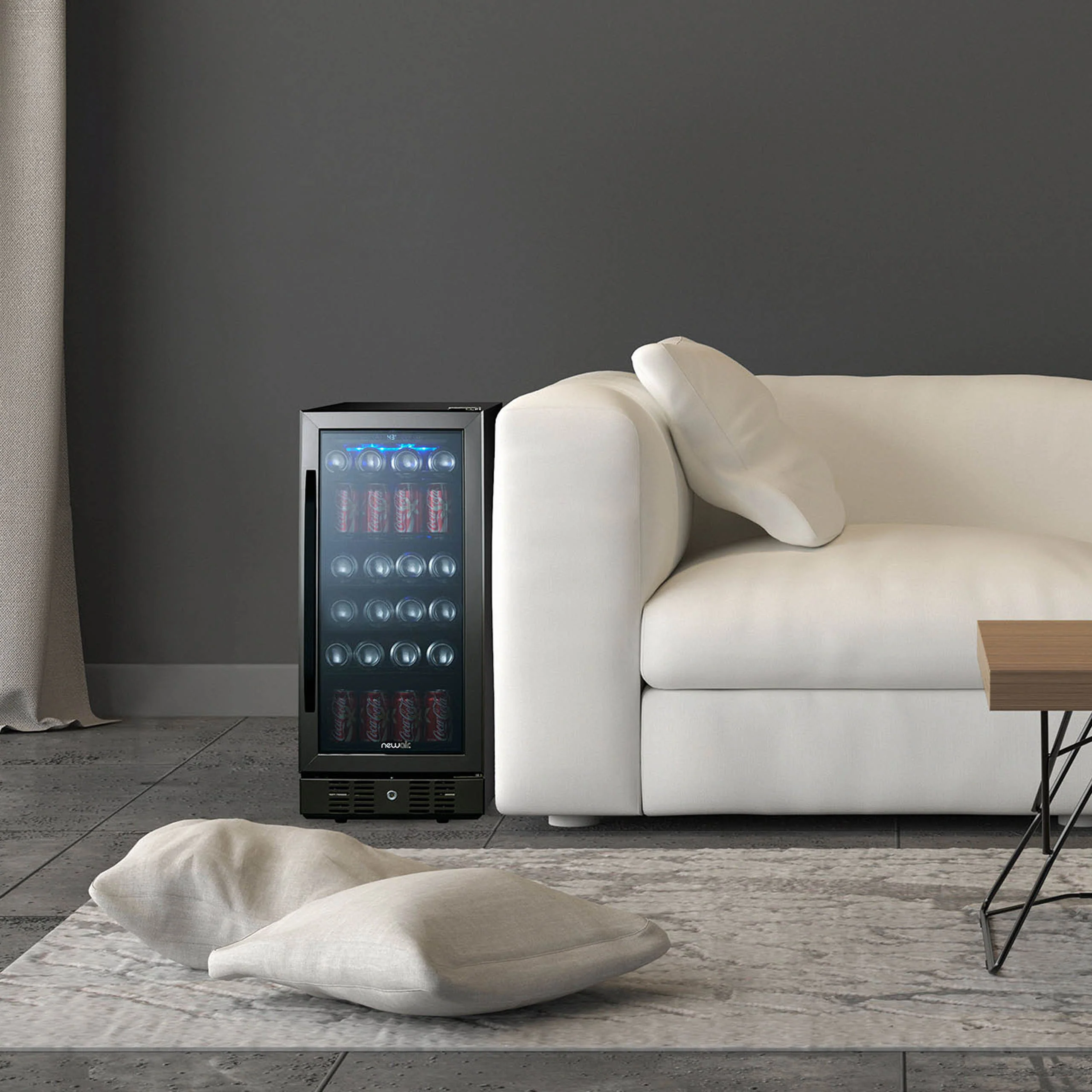 Newair® Einbau-Getränkekühlschrank 2025, Schwarz – 96 Dosen – 38 cm (15 Zoll)