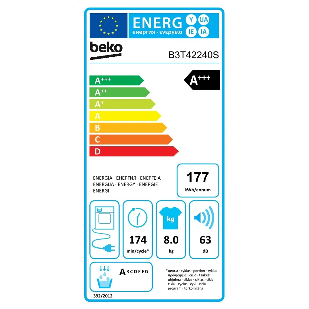 Beko B3T42240S Stand-Wärmepumpentrockner, 8 kg, Energieeffizienzklasse A+++, Weiß, Baujahr 2025