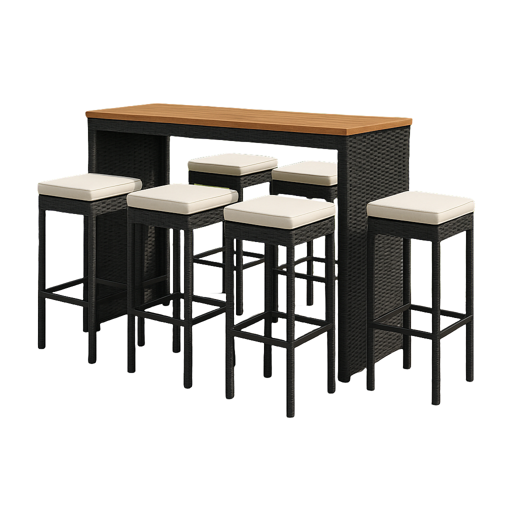 Ensemble de bar de jardin en rotin d