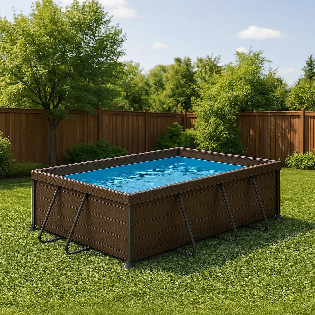 Piscine tubulaire rectangulaire, 8000 litres, structure métallique, matériau durable, couleur marron, facile à monter, 400 x 200 x 100 cm - CHVrE99WT8J4