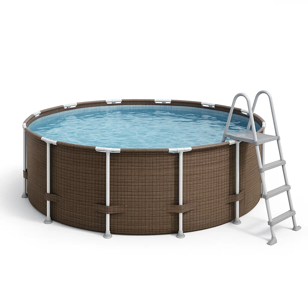 Piscine tubulaire ronde 298 x 96 cm, coloris marron/beige, avec filtre et échelle TaObItL235nI