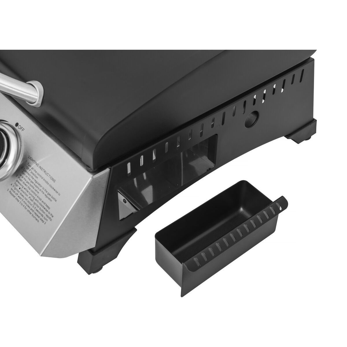 Gasgrillplatte mit Deckel „rasio“ – 7,5 kW – 3 Brenner – Schwarz