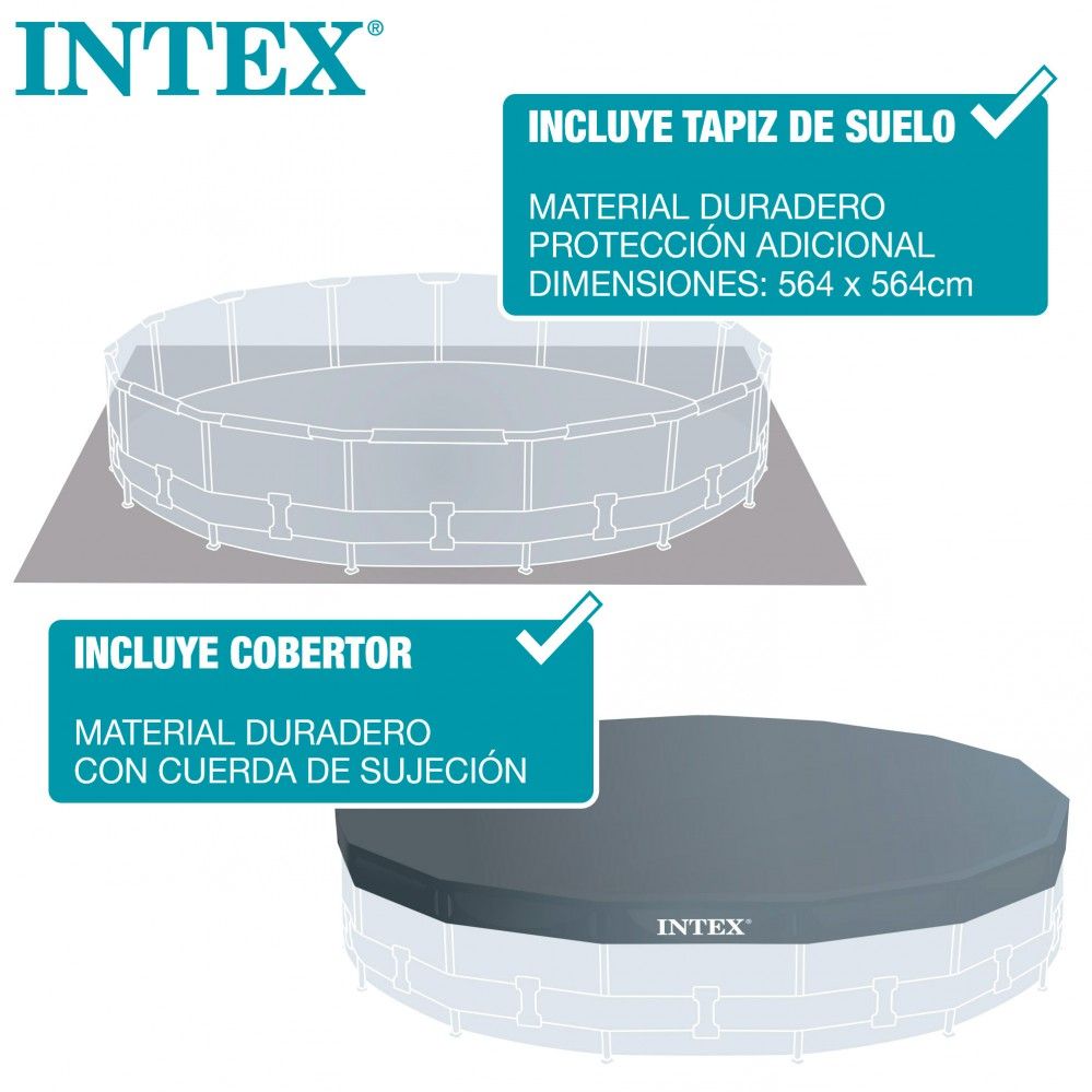 Piscine tubulaire circulaire amovible en PVC gris foncé Intex 549 x 122 cm avec purificateur