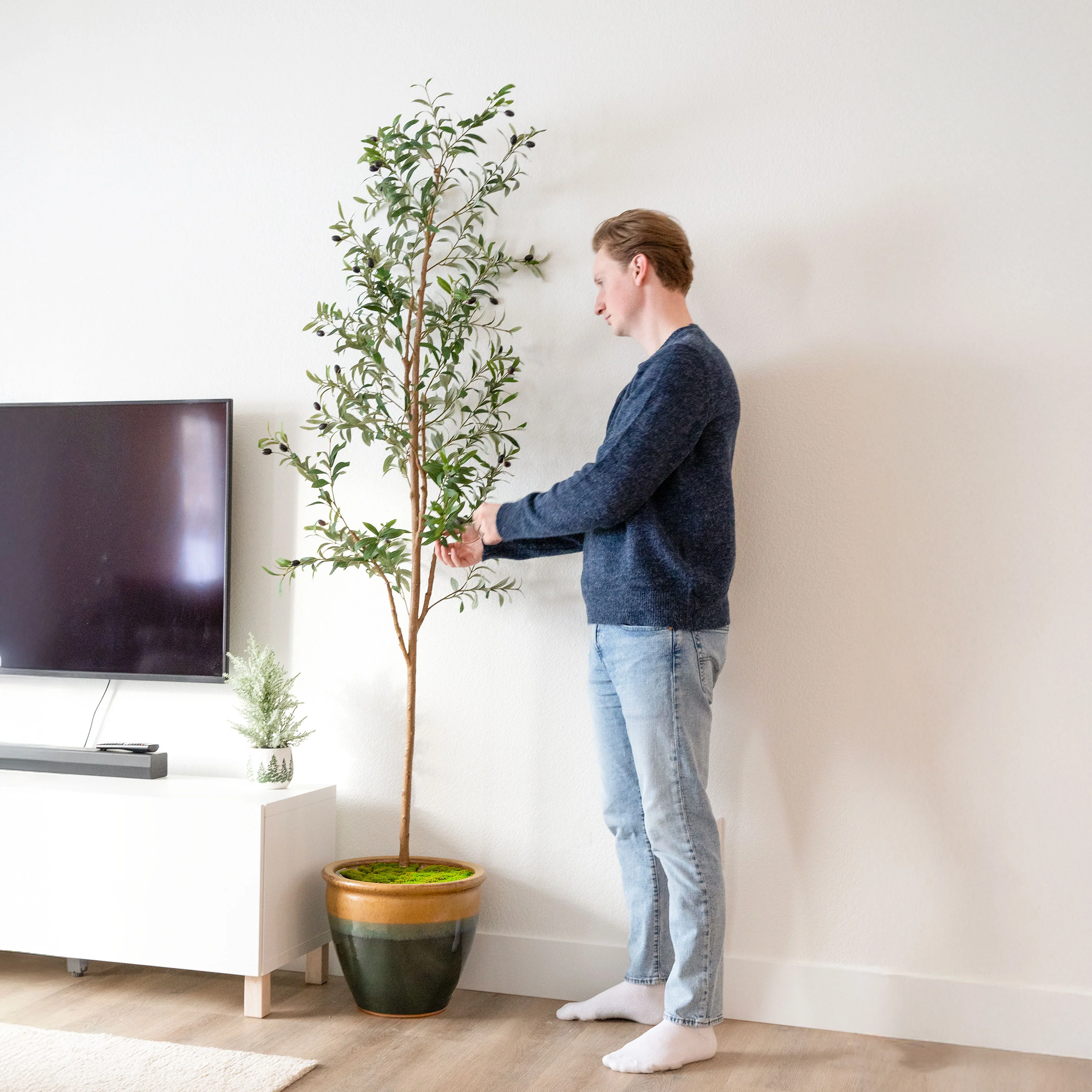 Olivier artificiel en pot 2025 avec feuilles en soie par Sunnydaze