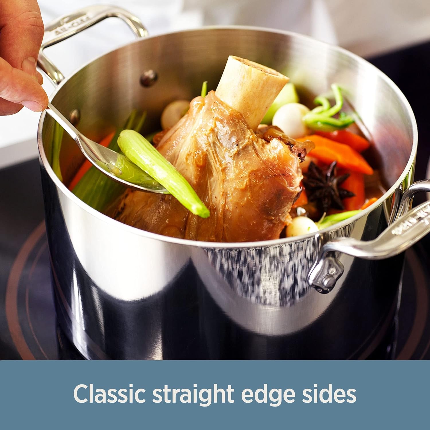 All-Clad D3 3-lagige Edelstahl-Bratpfanne, 6 Liter, induktionsgeeignet, ofen- und grillfest bis 315 °C, Töpfe & Pfannen, Silber