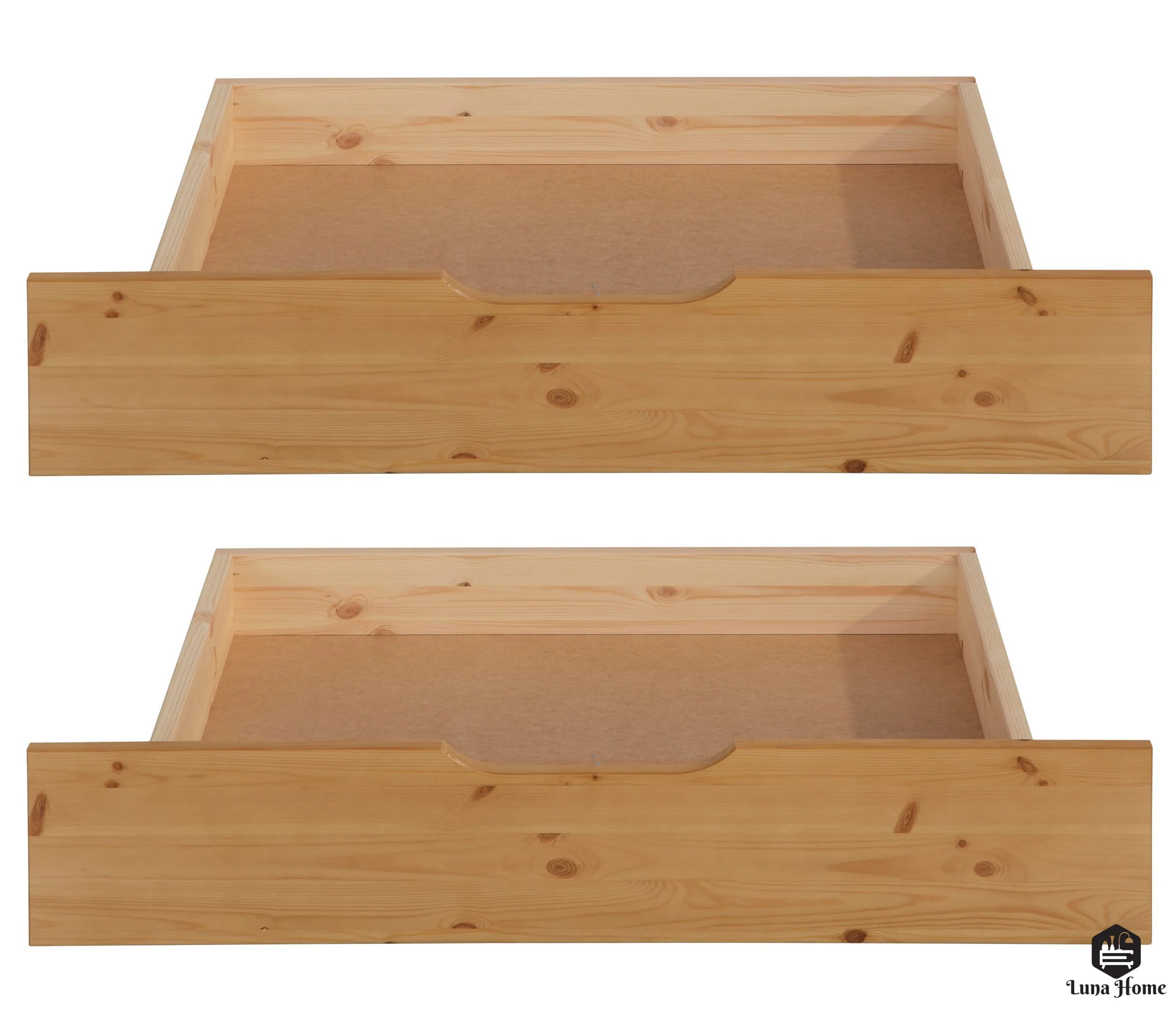 Finja sengesæt med 2 skuffer, lavet af naturligt fyrretræ, 93 cm langt