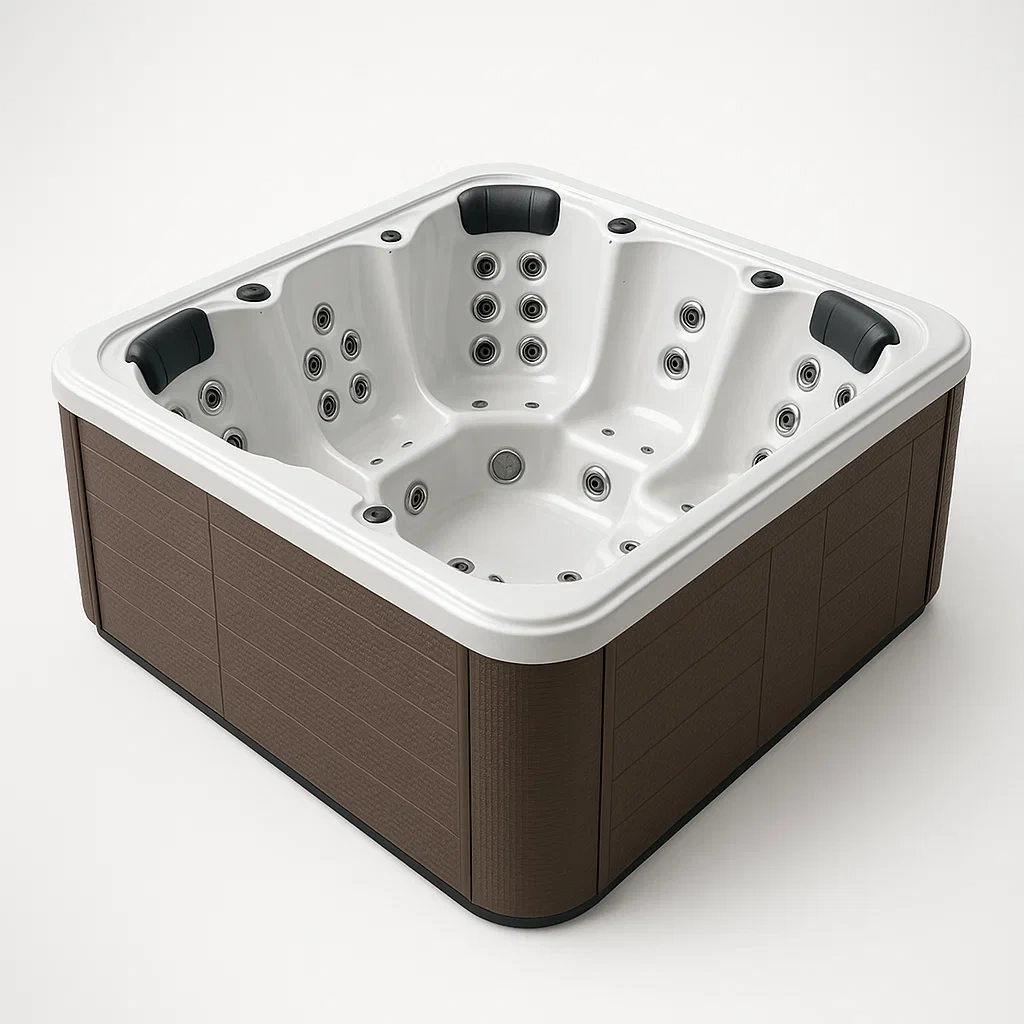 Spas rigides 200x200x80 cm 3 places carrés marron/blanc fuErZGa423fq