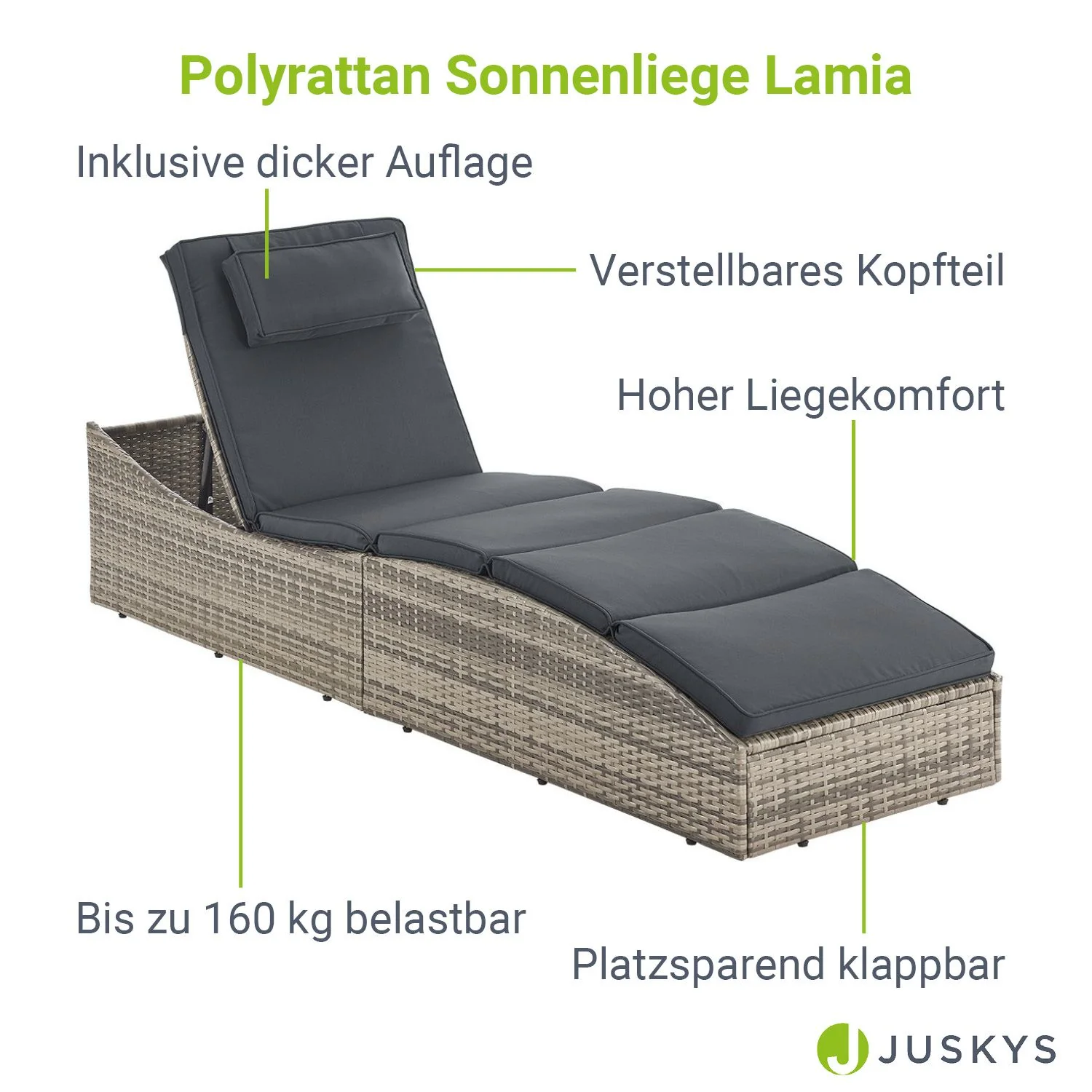 Chaise longue pliante Lamia en polyrotin 2025