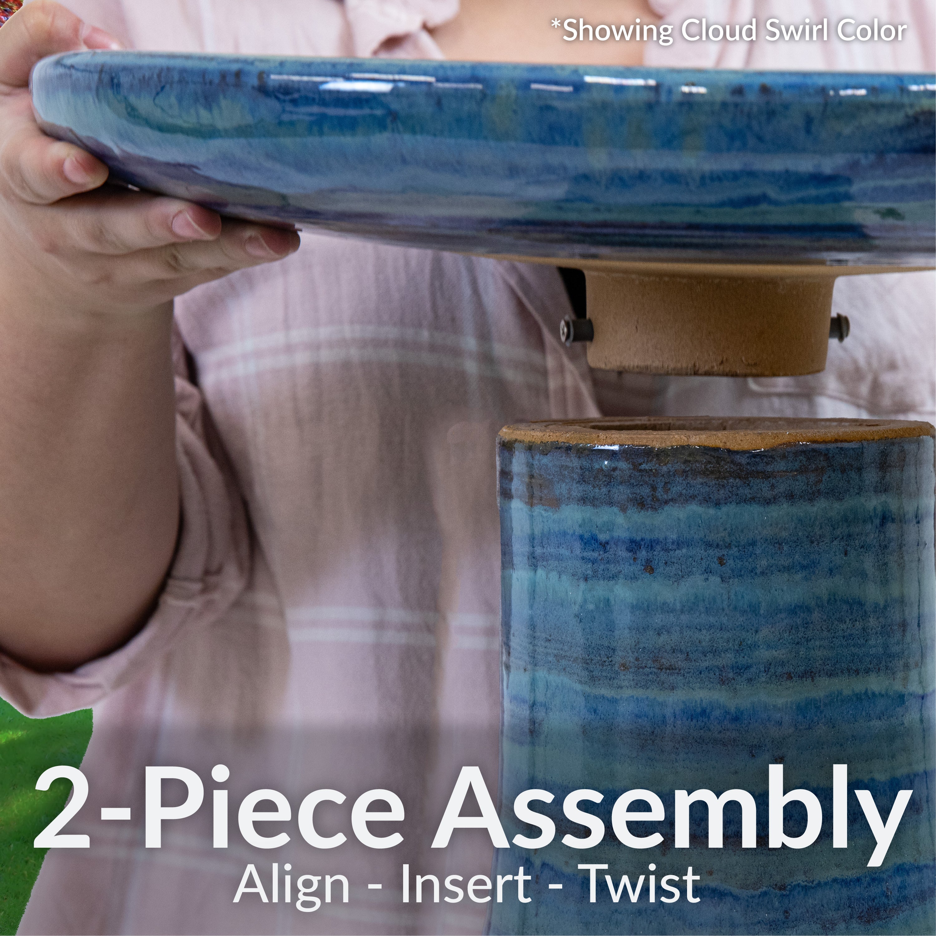 2025 Sunnydaze Tofarvet Glaseret Keramik Udendørs Fuglebad