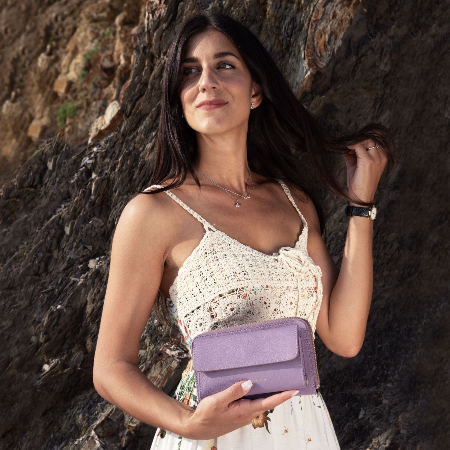 Urania - Leather phone wallet with strap | TL142433