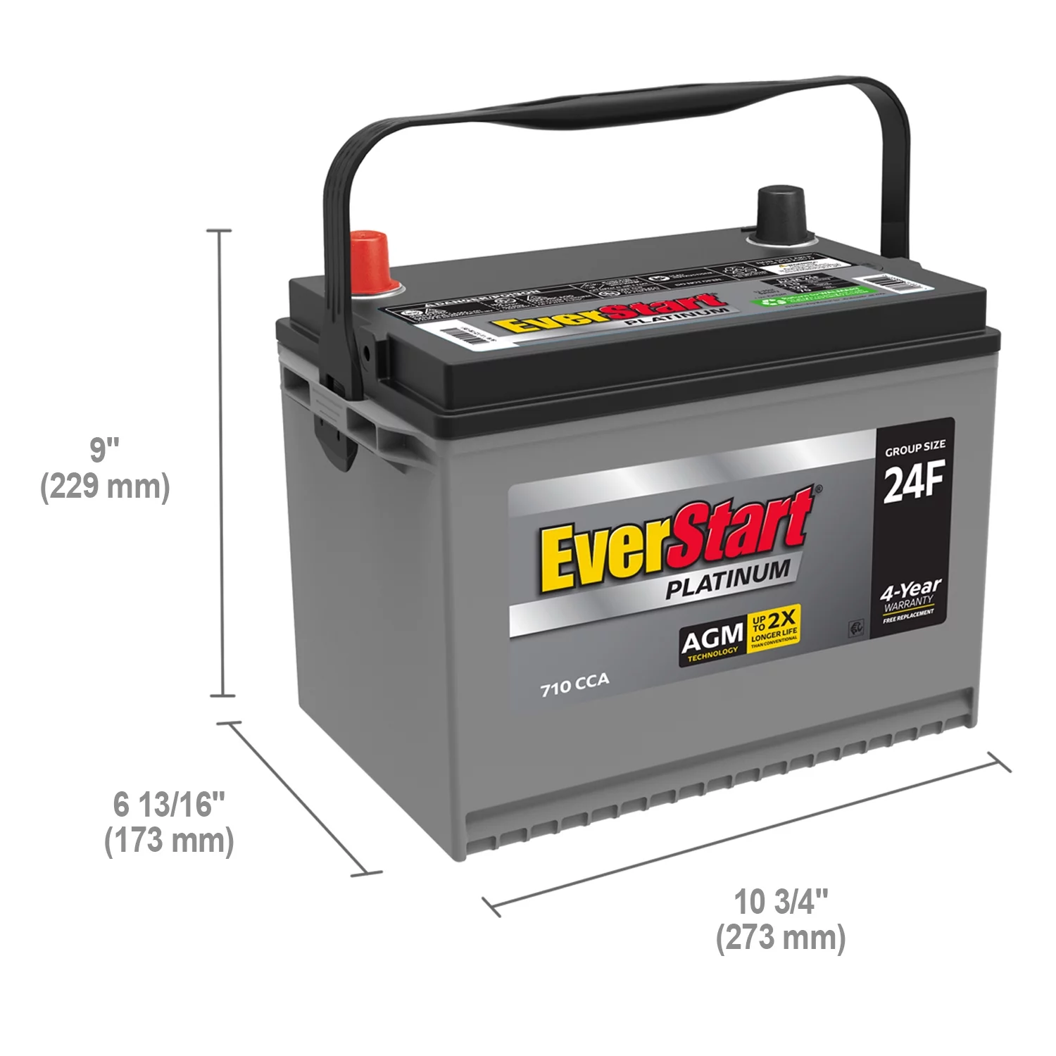 EverStart Platinum AGM bilbatteri. Gruppe 24F. 12V. 750A (CCA)