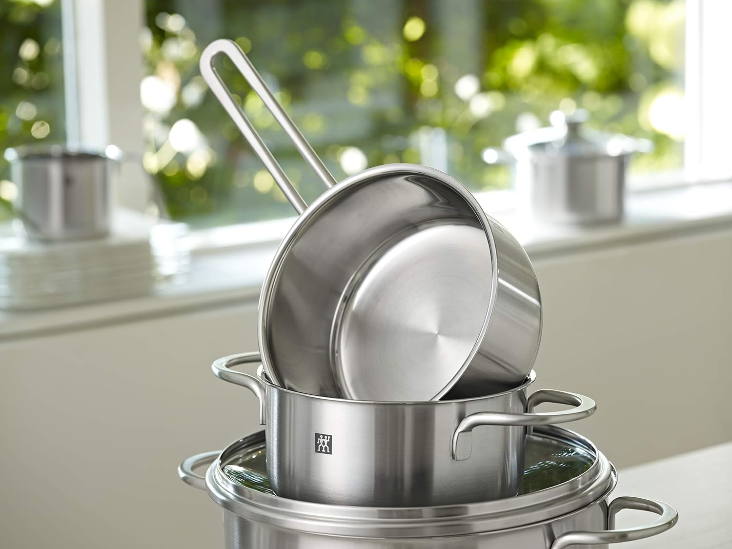 ZWILLING Flow Kochgeschirr-Set, 4 Deckel, induktionsgeeignet, Edelstahl, 5-teiliges Set