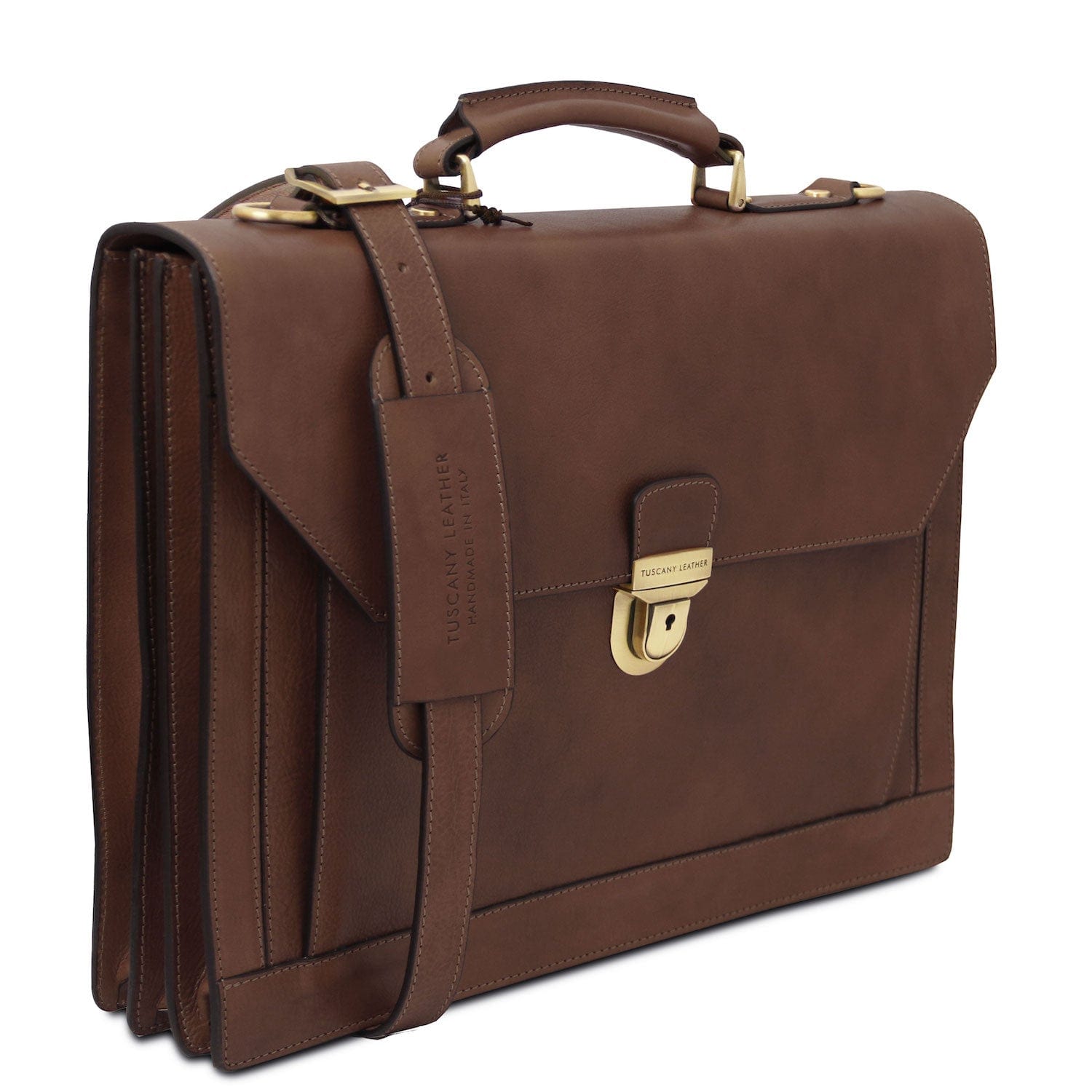 Cremona - 3 compartment matte leather briefcase | TL142448