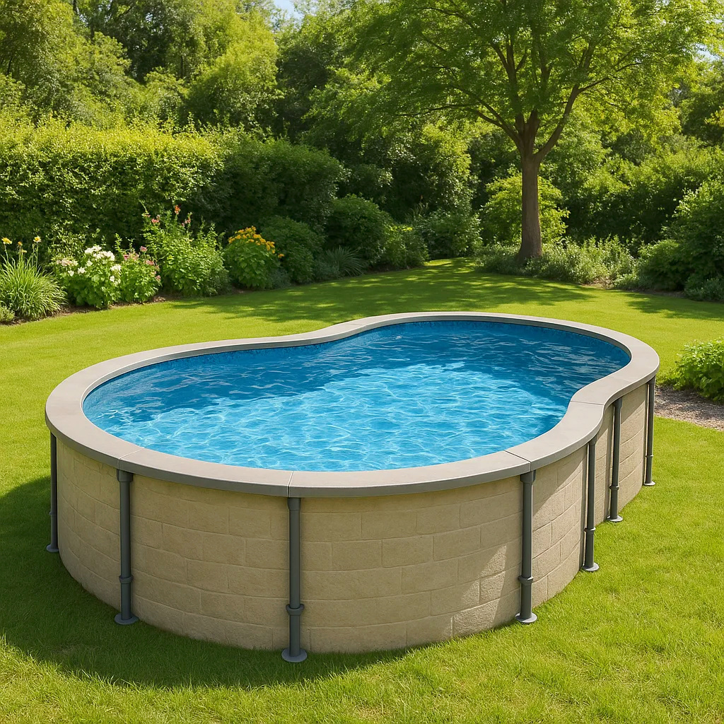 Piscine extérieure amovible en forme de rein, PVC beige-gris, 640 x 366 x 132 cm qpBpPiJ569IZ