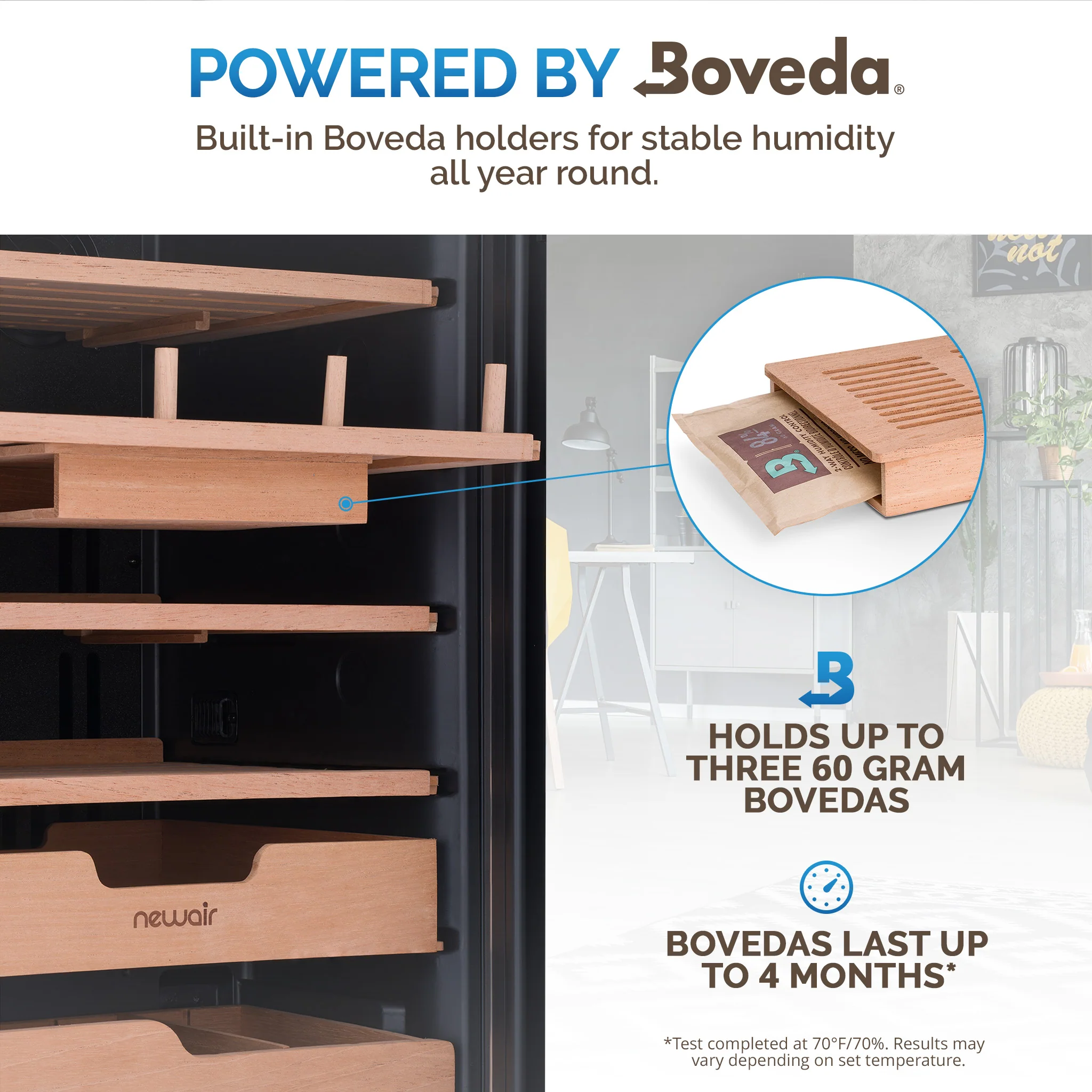 Humidificateur électrique pour cigares Newair® x Boveda 2025 – Capacité de 500 cigares