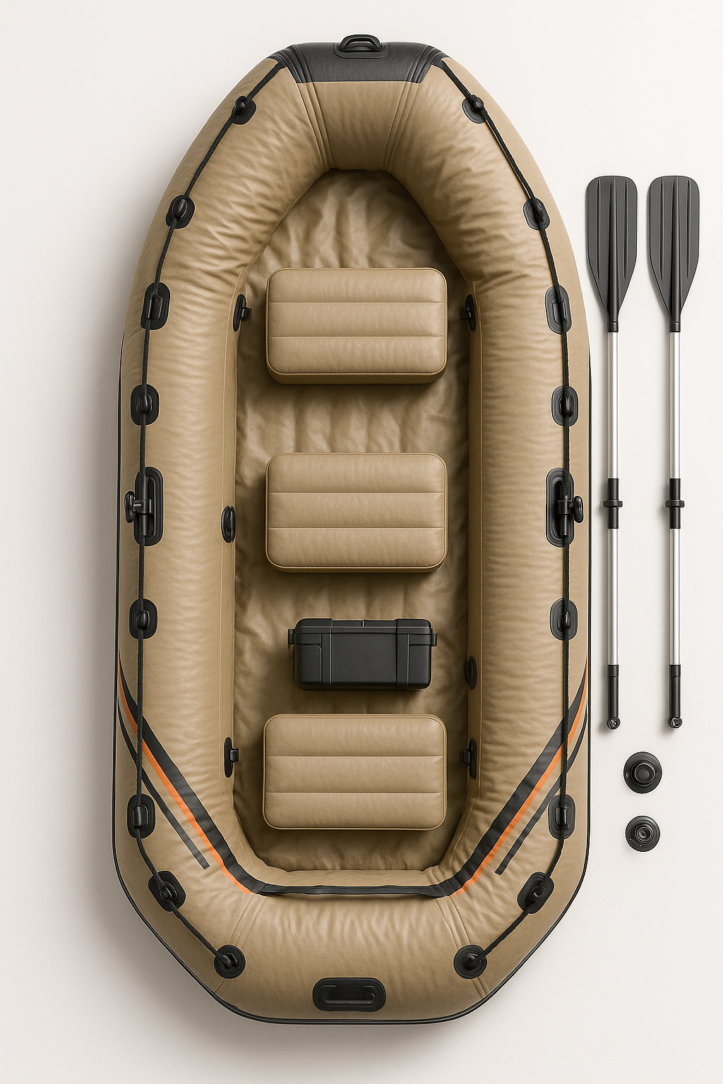 Bateau gonflable en PVC beige pour la pêche et les lacs, 291 x 127 x 46 cm, à monter soi-même ajDTDMU522Bx