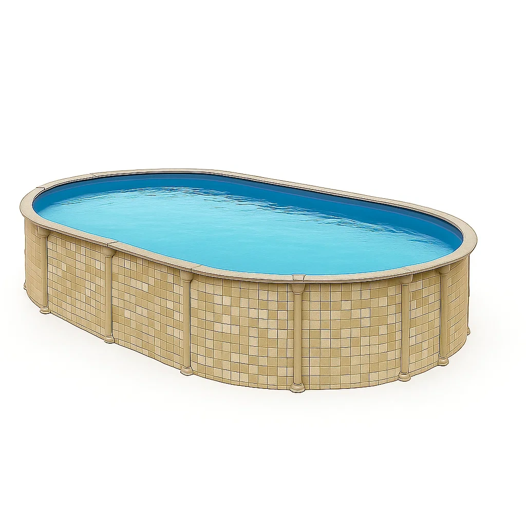 Piscine tubulaire ovale 418 x 243 x 98 cm, beige QSUxQnv135uS