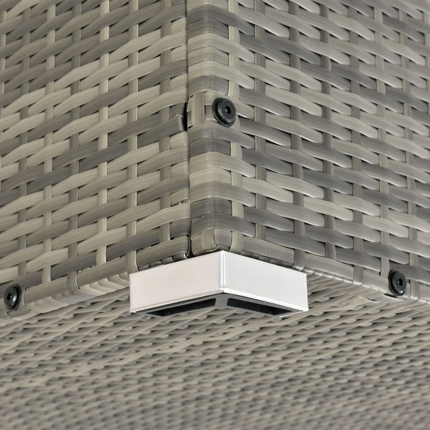 Coffre de rangement de jardin Ikaria 2025 en résine tissée – 950 L avec couvercle et doublure intérieure pour coussins