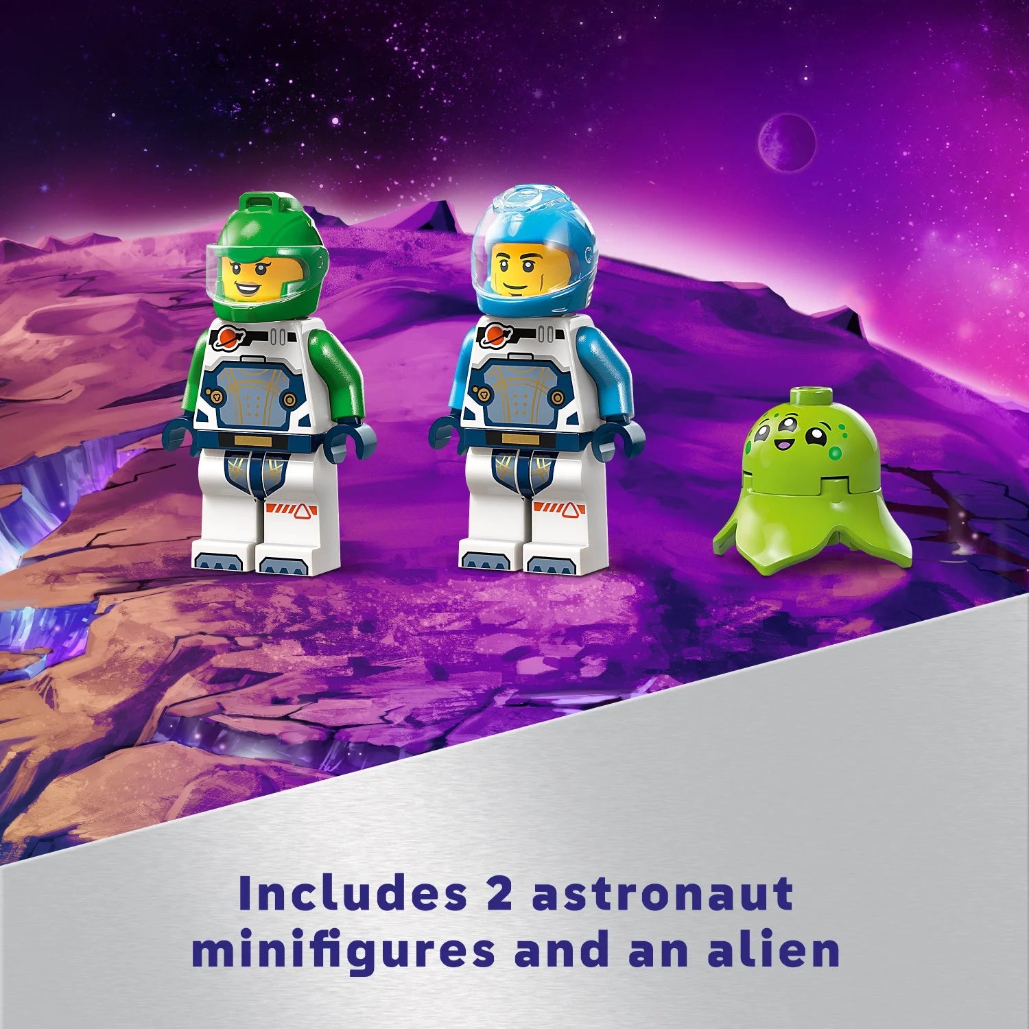LEGO City Raumschiff- und Asteroidenentdeckungs-Bauset, Geschenk für Kinder ab 4 Jahren, die fantasievolles Spielen lieben, enthält 2 Weltraumcrew-Minifiguren, Alien, Kristalle und Kran, 60429
