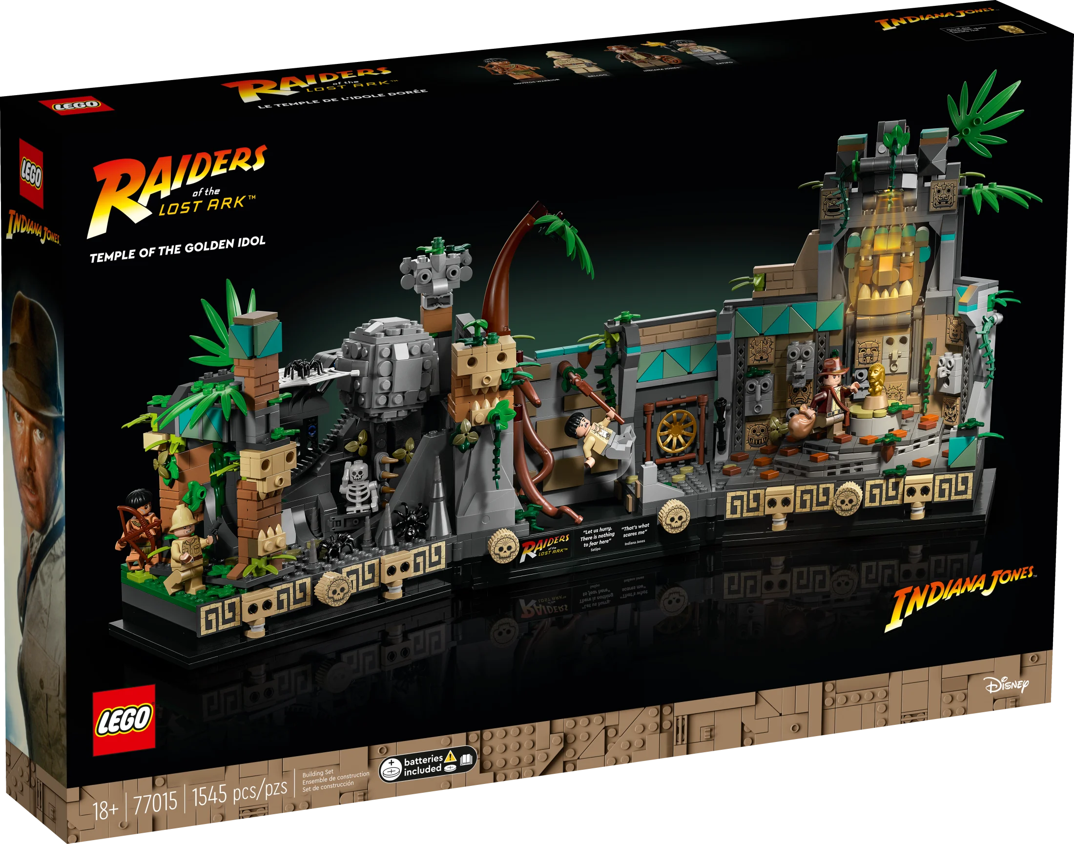 LEGO Indiana Jones Temple of the Golden Idol 77015 - Byggeprojekt for voksne, ikonisk scene fra filmen Raiders of the Lost Ark, indeholder 4 minifigurer: Indiana Jones, Satipo, Belloq og en Hovitos-kriger