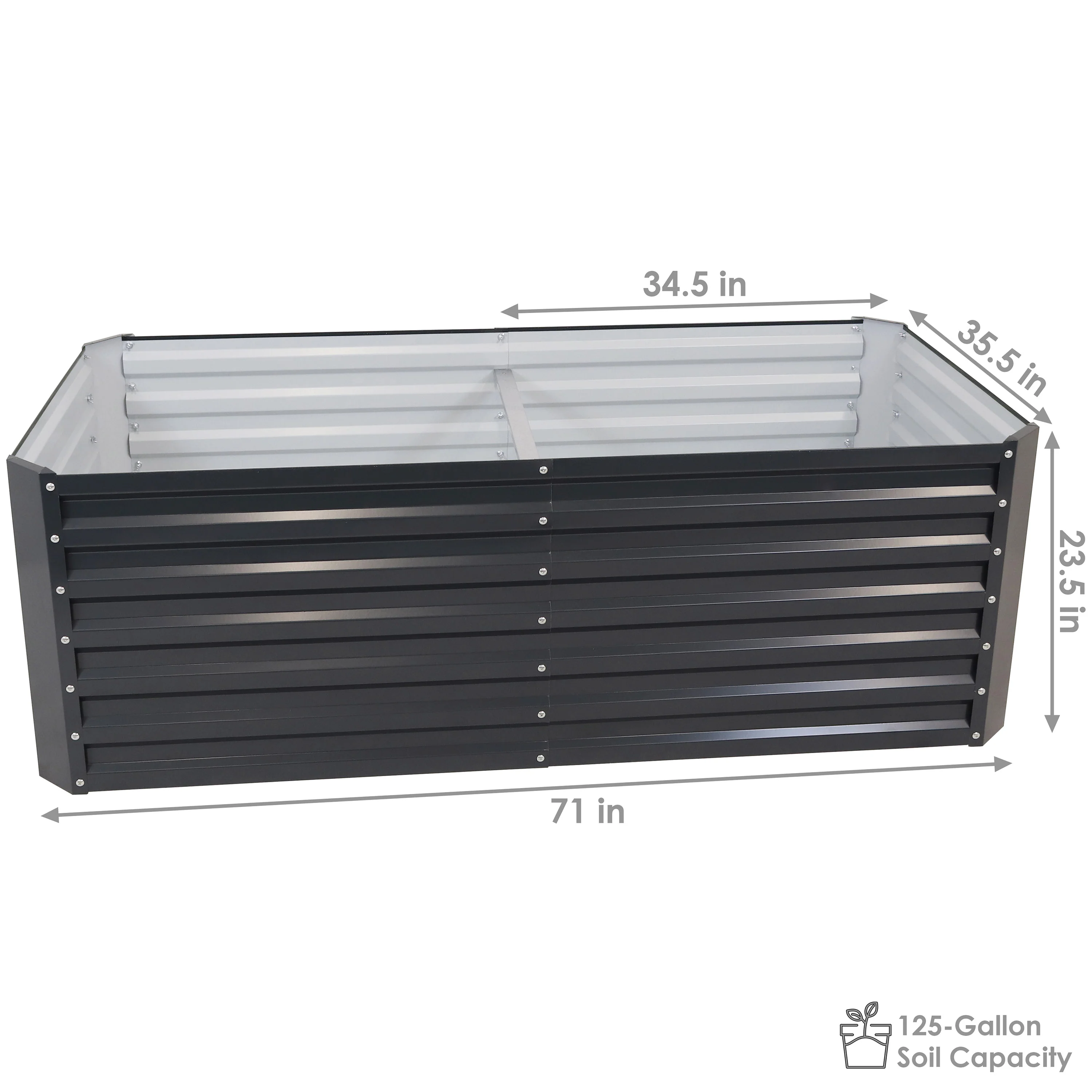 Potager surélevé rectangulaire Sunnydaze 2025 en acier galvanisé - 180 cm