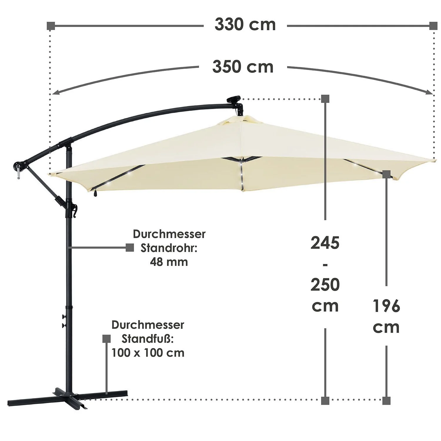 Parapluie LED excentrique 2025 Brésil