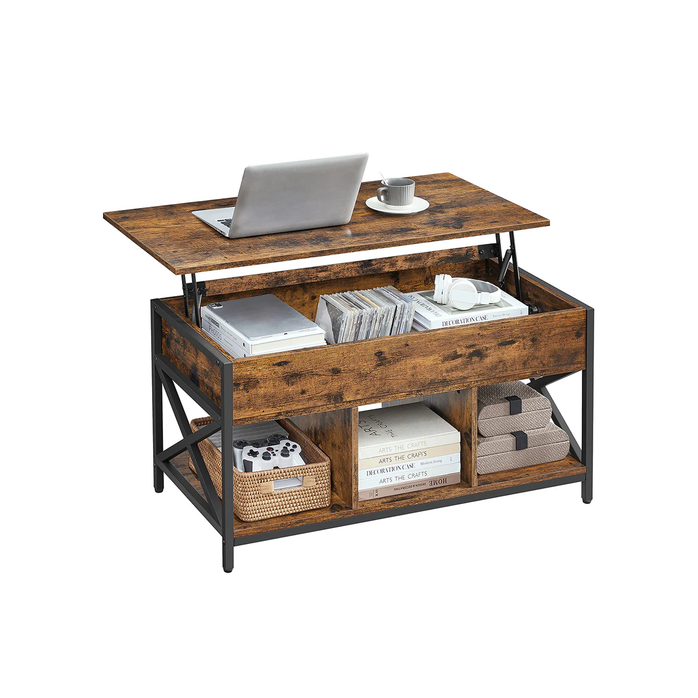 Couchtisch mit höhenverstellbarer Tischplatte