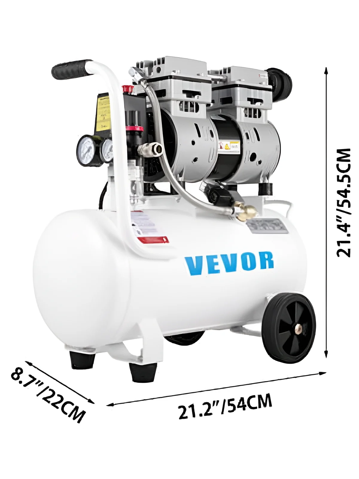 2025 BENTISM 25 L (6,6 gallon) bærbar luftkompressor. 1 HK. Oliefri. Ståltank. 115 PSI. Fladt stempel. Ultra støjsvag – til reparationer i hjemmet og dækoppumpning.