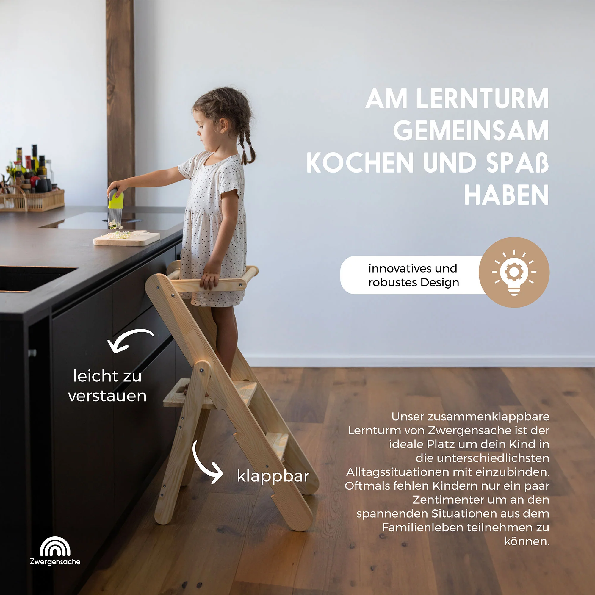 2025 Zwergensache massivt træ, foldbart observationstårn. Til børn fra 2 år.