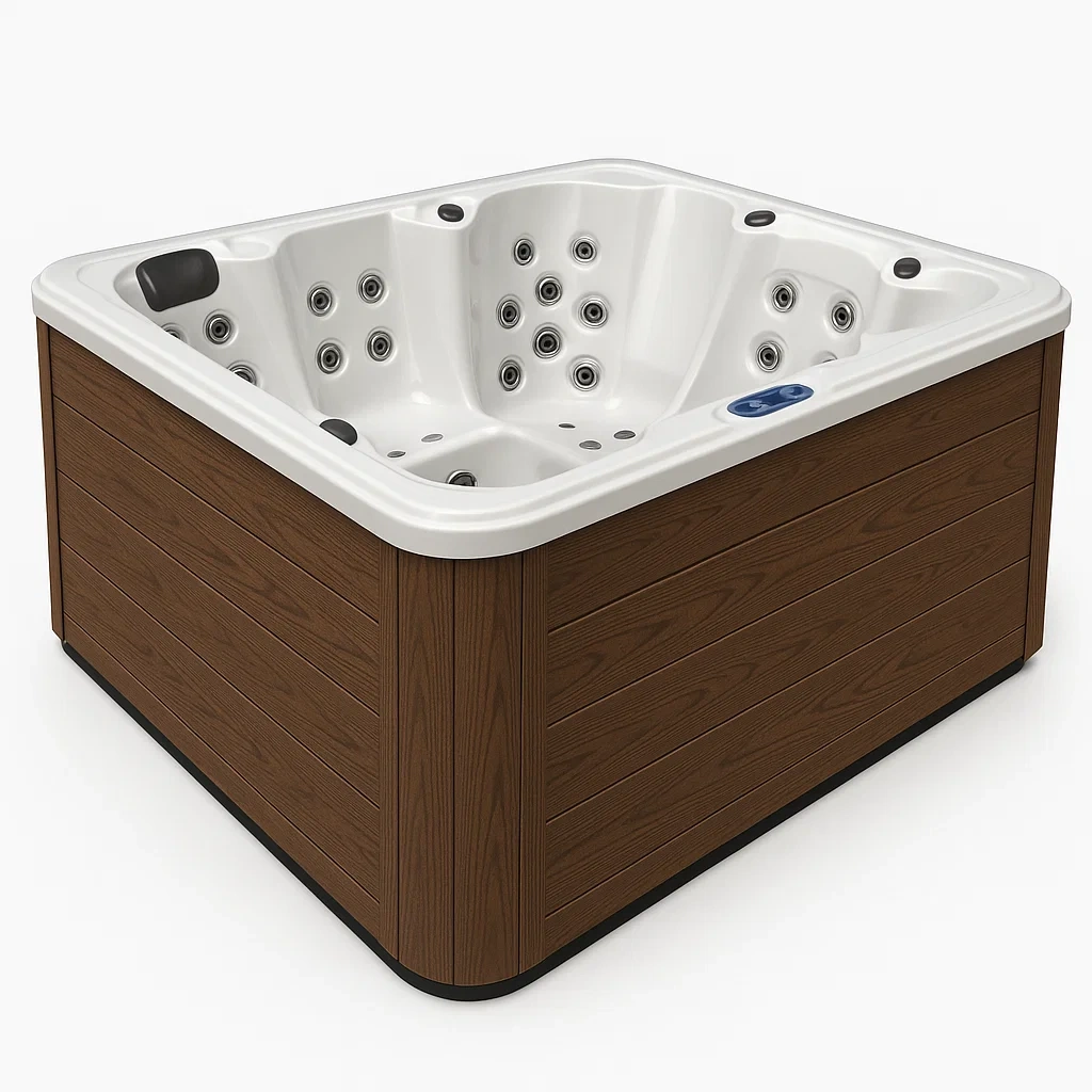 Spas rigides 200x200x80 cm, 3 personnes, carré, couleur bois/blanc hZqASjc442lG