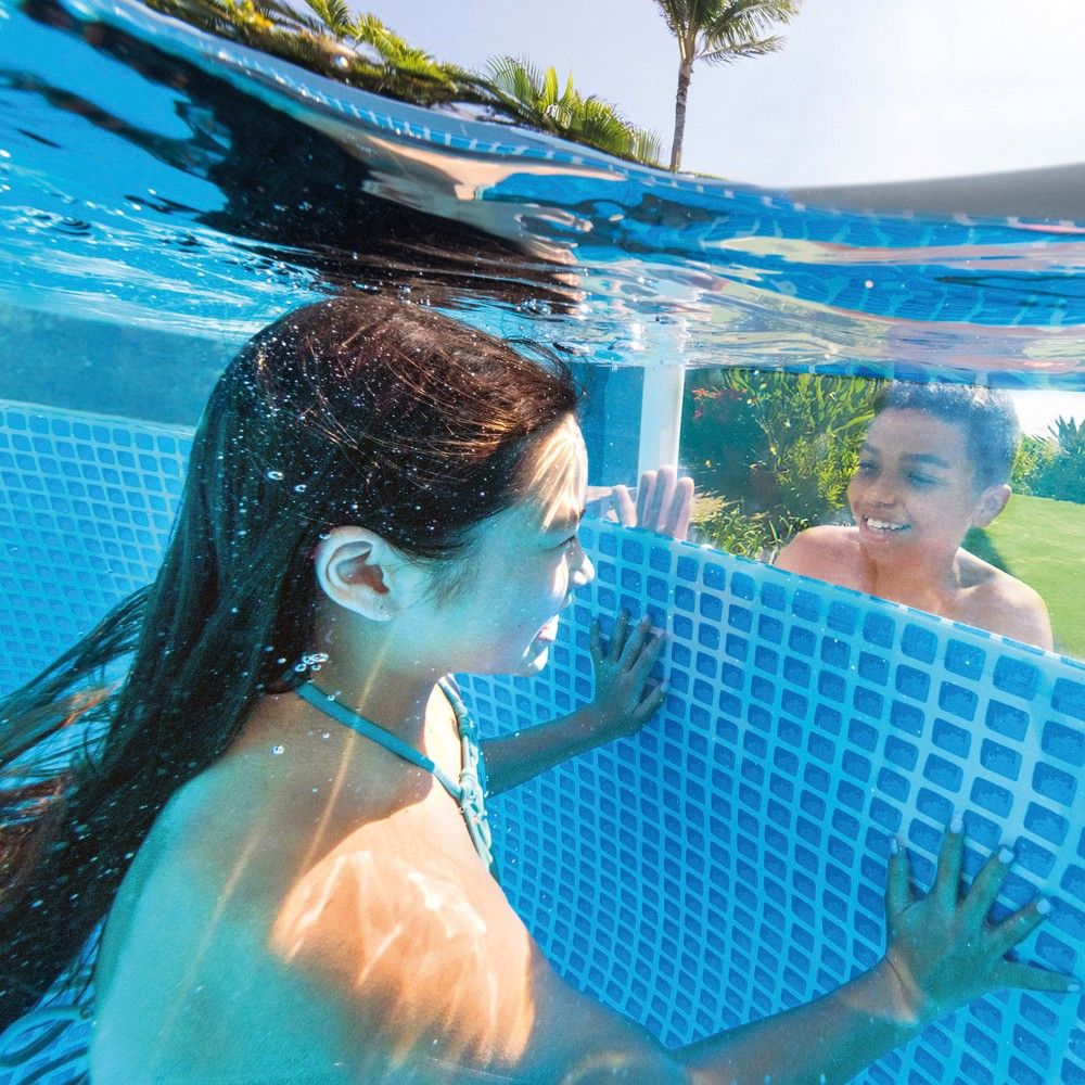Piscine tubulaire circulaire amovible en PVC Intex grise 488 x 122 cm avec purificateur
