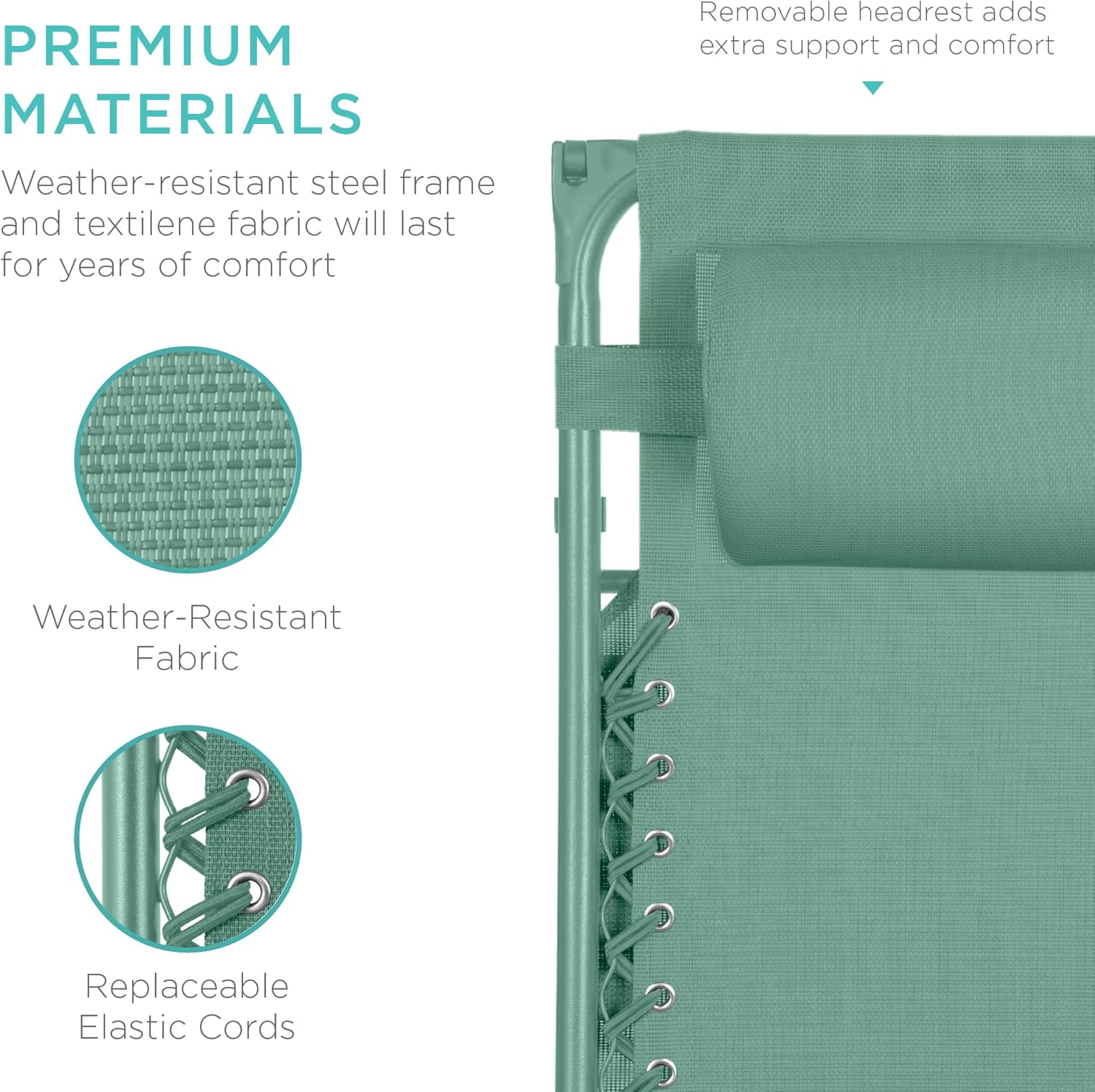 Bedste valg – Zero Gravity-lænestol til terrassen. Justerbar og foldbar udendørsstol med baldakin, nakkepude og sidebakke. Textilene – Påfugleblå