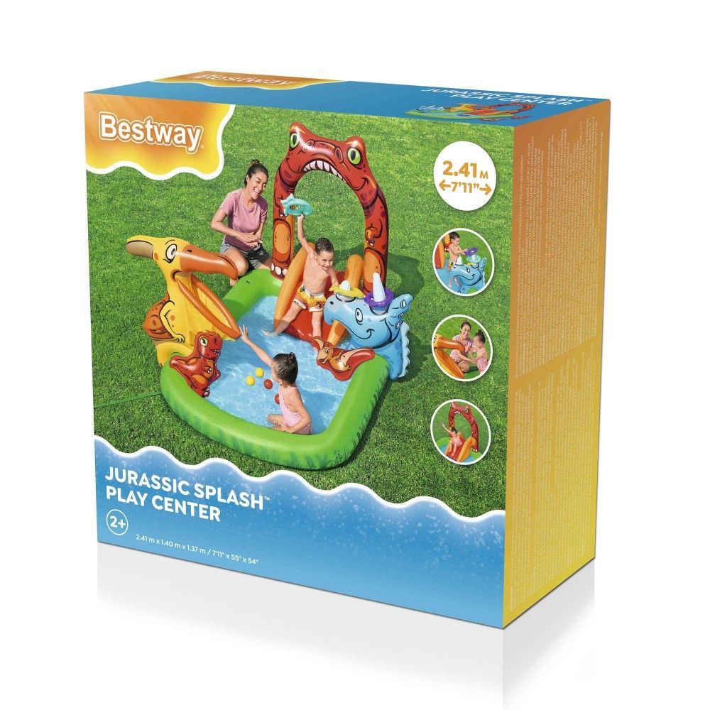 Bestway Aufblasbarer Dinosaurier-Spielplatzpool 241x140x137 cm +3-6 Jahre Garten 531