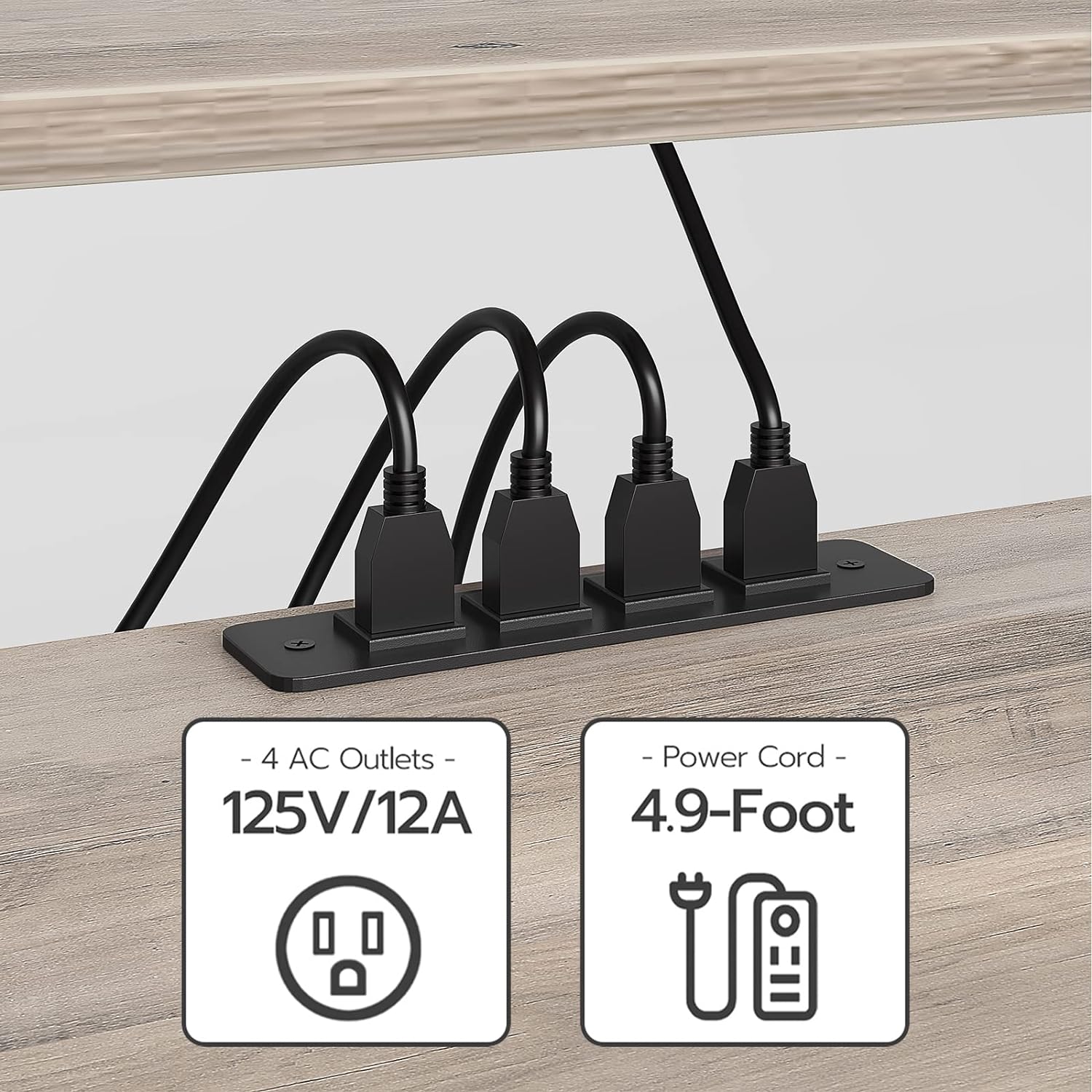 TV-Ständer mit integrierten Steckdosen für Fernseher bis zu 75 Zoll, Konsolentisch mit offenen Regalen, Entertainment-Center im Industrial-Stil für Wohn- oder Schlafzimmer, Rustikales Braun und Schwarz BF60DS01