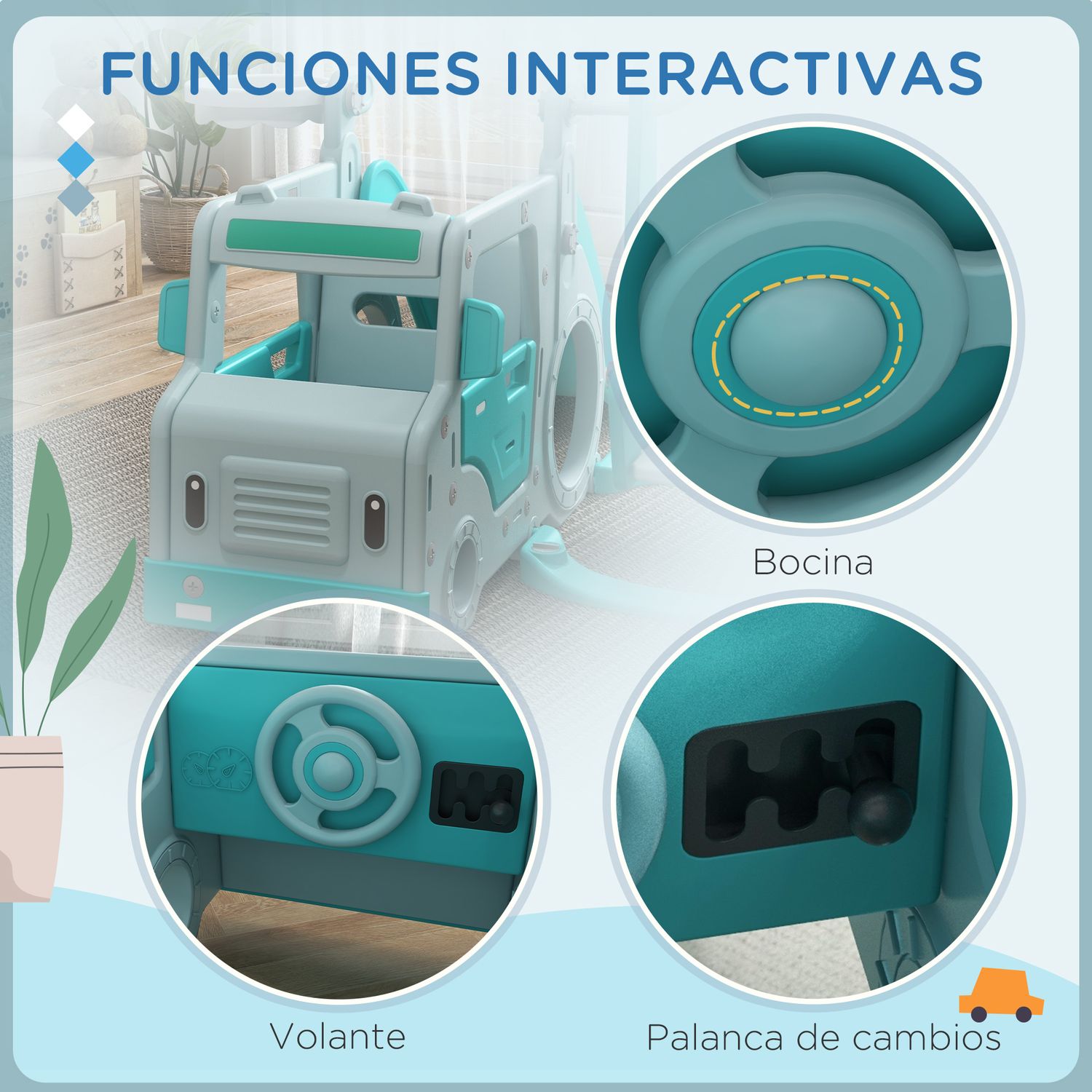 Aiyaplay 6-in-1 Hellblaues Rutschen- und Schaukelset für Kinder