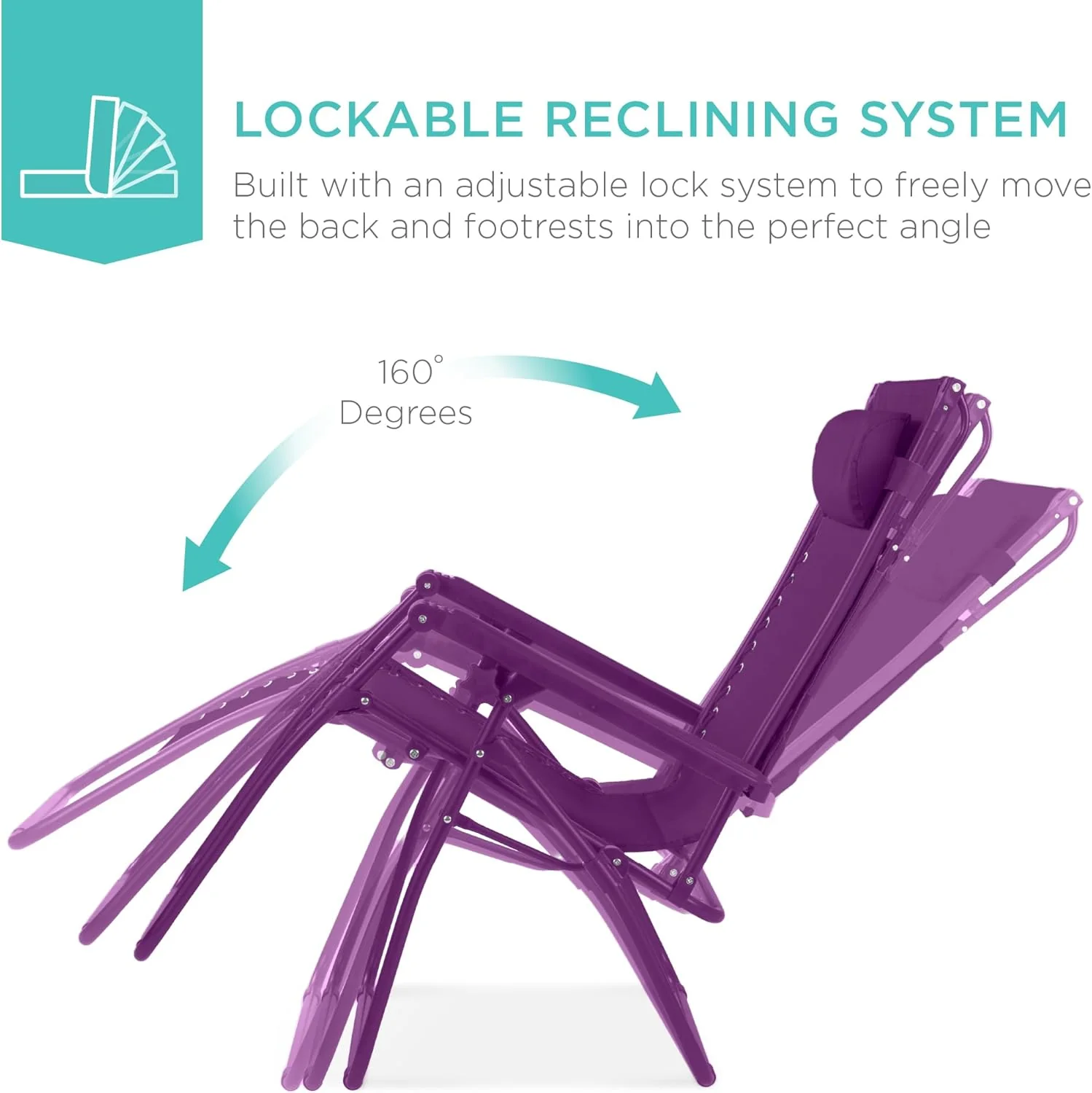 Bedste valg – Zero Gravity-lænestol til terrassen. Justerbar og foldbar udendørsstol med baldakin, nakkepude og sidebakke. Textilene – Påfugleblå