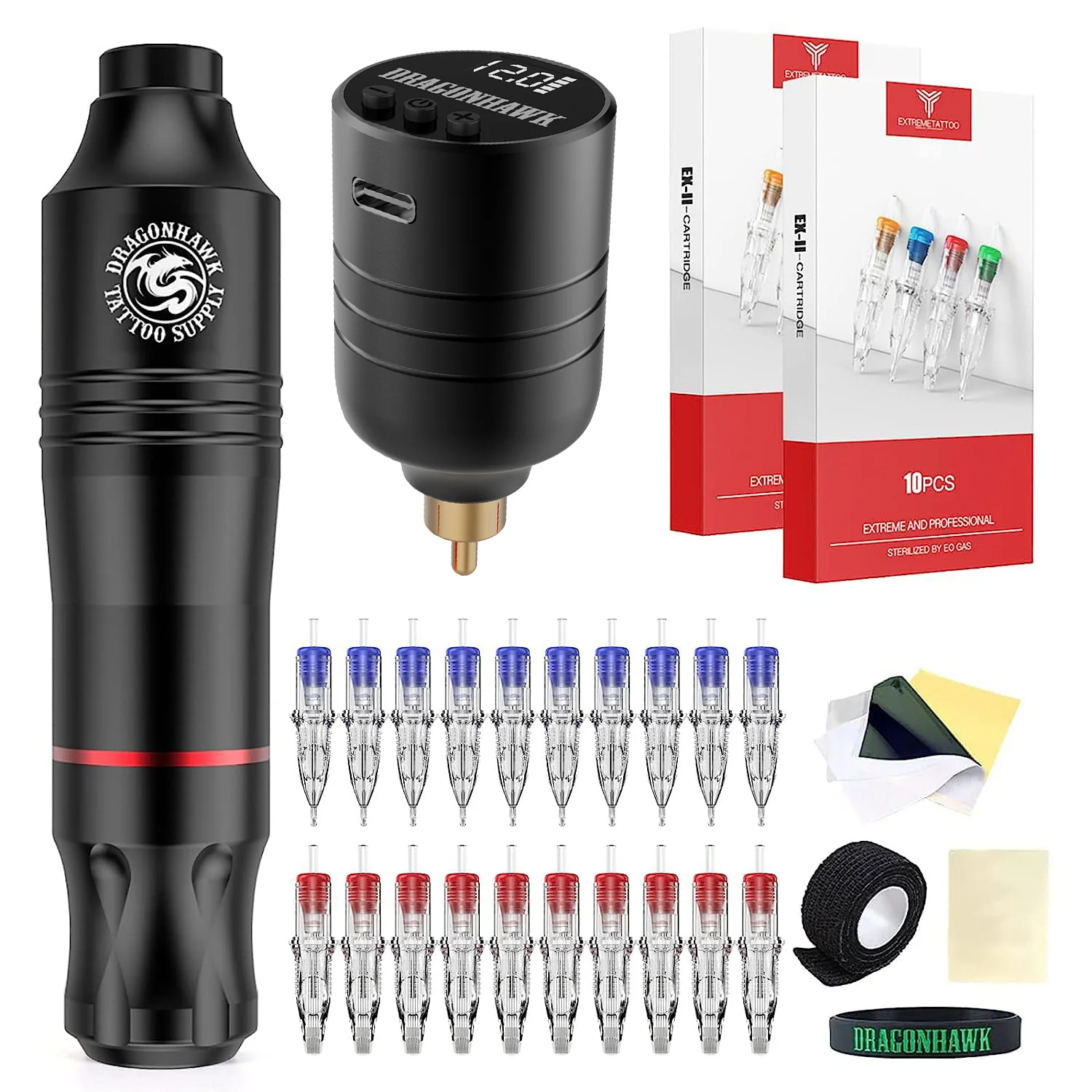 Dragonhawk roterende tatoveringsmaskine startpakke