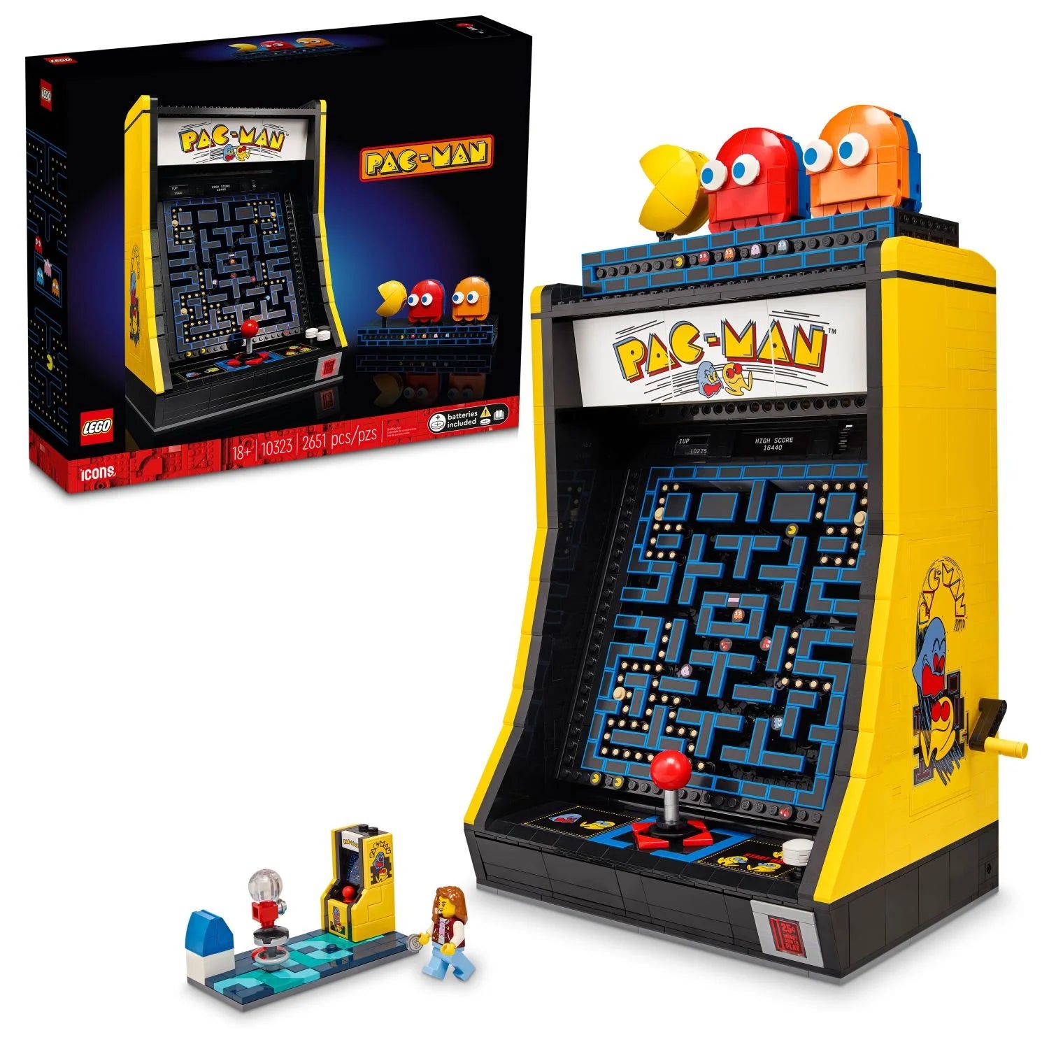 LEGO Icons Arcade PAC-MAN 10323 – Byggesæt til voksne, kopi af et klassisk videospil, nostalgisk gave til retrospilfans og vintagedekoration, inkluderer PAC-MAN, BLINKY og CLYDE figurer.