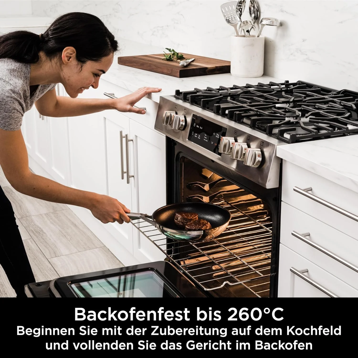 2025 Ninja Foodi MAX Dual Zone Airfryer. 9,5 L kobber/sort. AF400EUCP + Ninja StaySharp hvidt knivsæt. K62006EUWH + Ninja Foodi ZEROSTICK 28 cm stegepande i rustfrit stål. C60028EU