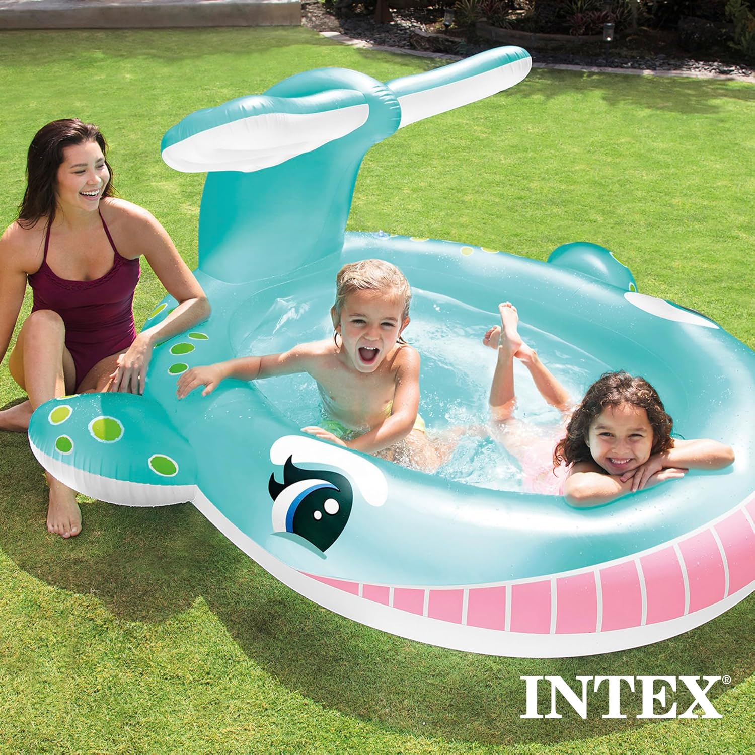 Intex Jungle Adventure Oppusteligt Legeområde – Pool med Rutsjebane og Vandlege til Børn
