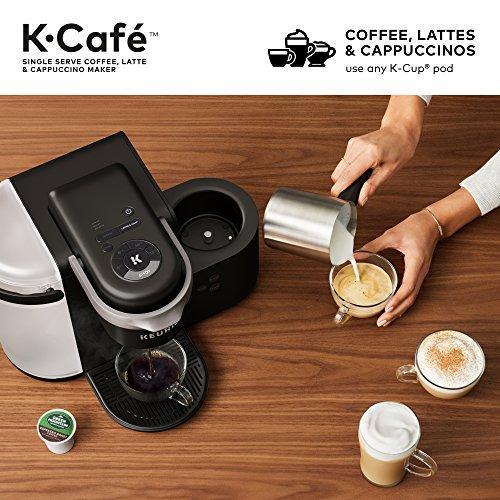 Cafetière Keurig K-Cafe à dosettes individuelles K-Cup, pour café, latte et cappuccino, avec mousseur lavable au lave-vaisselle, capacité de dosettes, compatible avec toutes les capsules K-Cup, charbon foncé