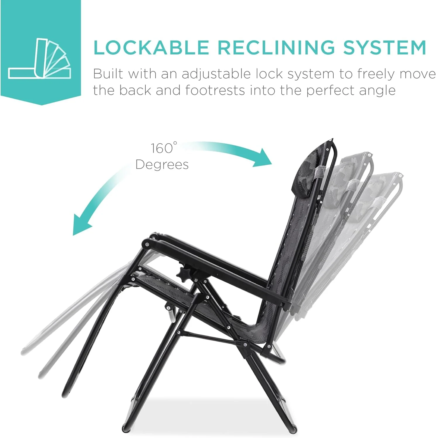 Bedste valg – Zero Gravity-lænestol til terrassen. Justerbar og foldbar udendørsstol med baldakin, nakkepude og sidebakke. Textilene – Påfugleblå