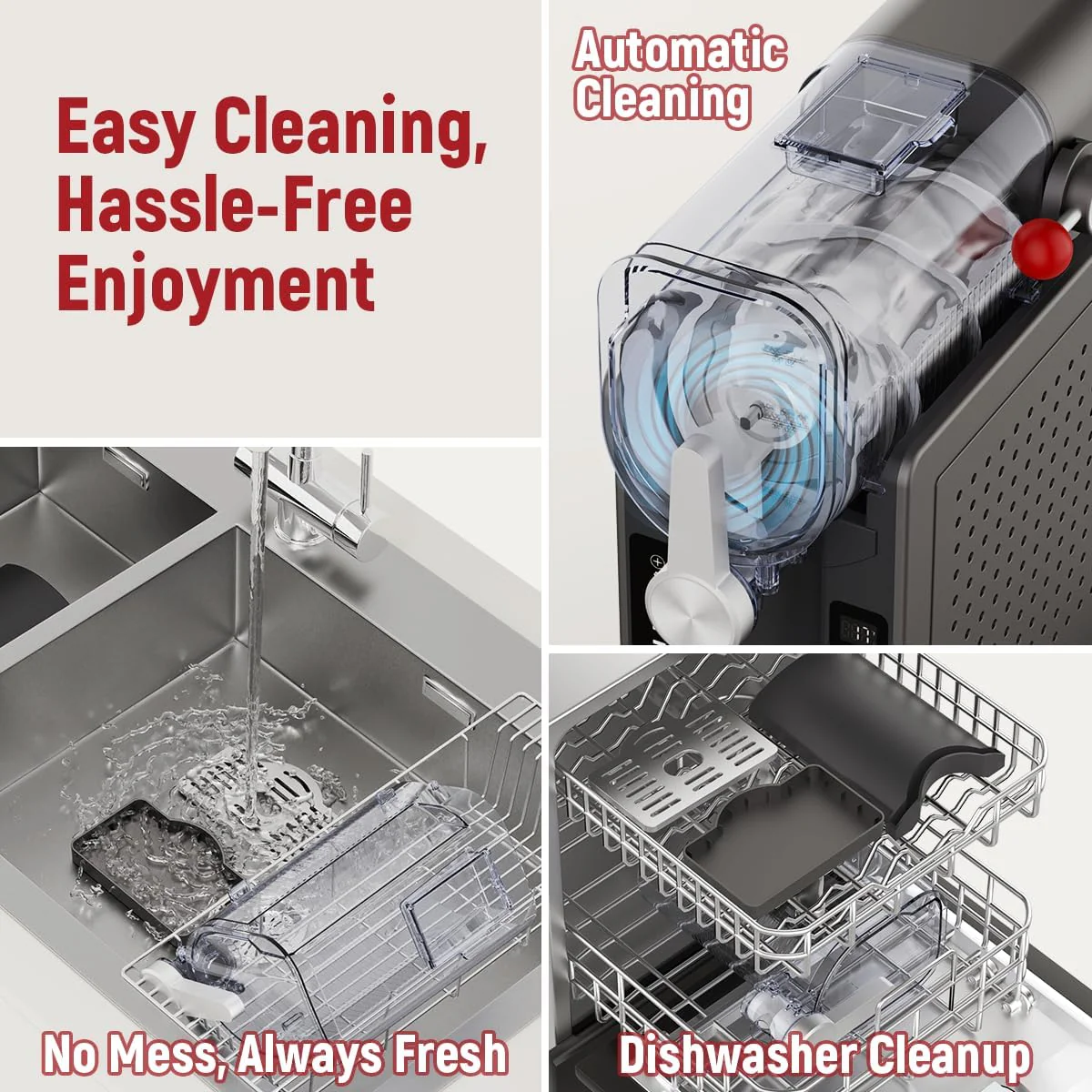 Machine à granita UJR 2025 – Machine à granita tout-en-un sans glace avec affichage de la température en temps réel, autonettoyage et 6 modes prédéfinis | Margaritas, cocktails, frappés, crèmes glacées, smoothies, milkshakes