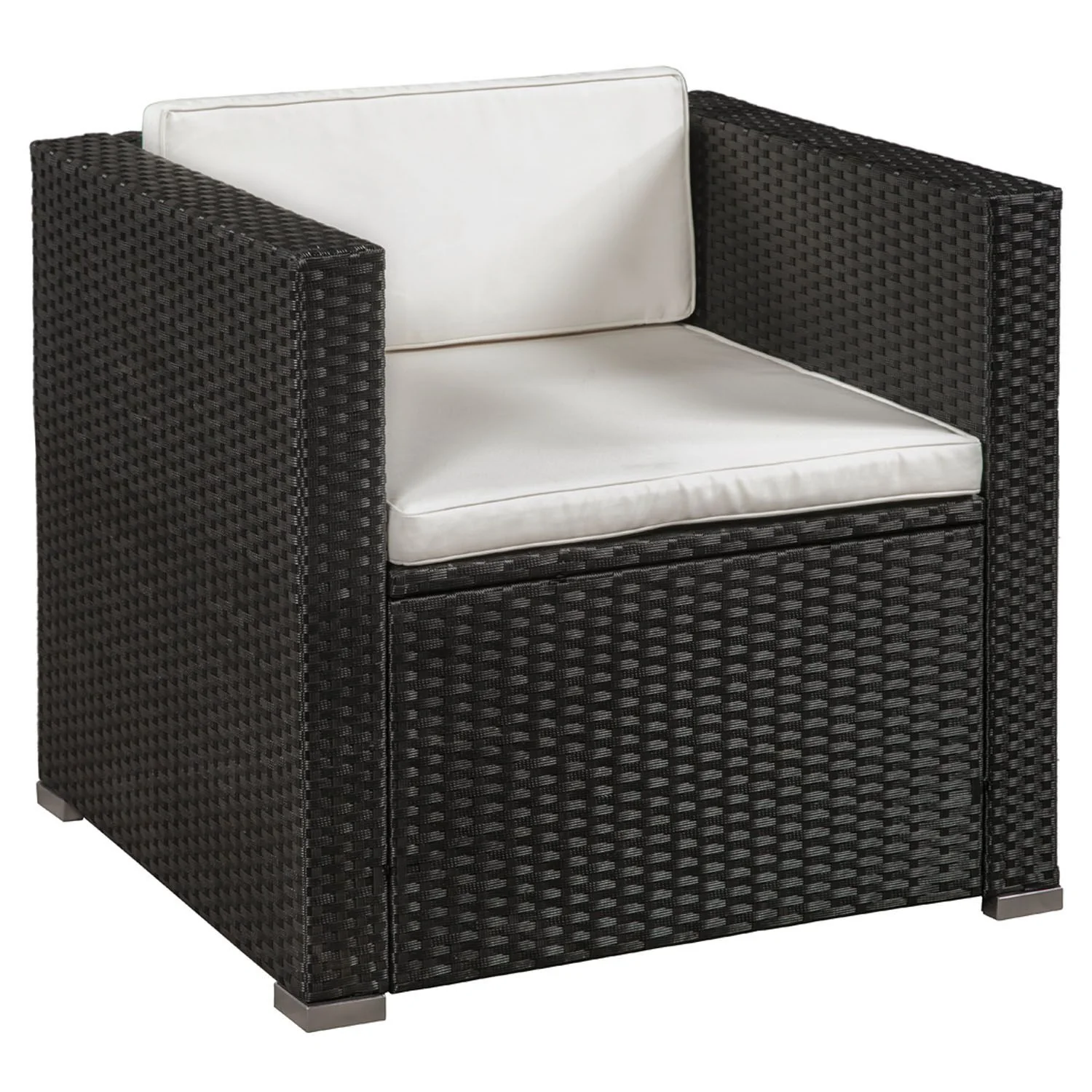 Ensemble de jardin en résine tressée Punta Cana M 2025, noir avec coussins gris