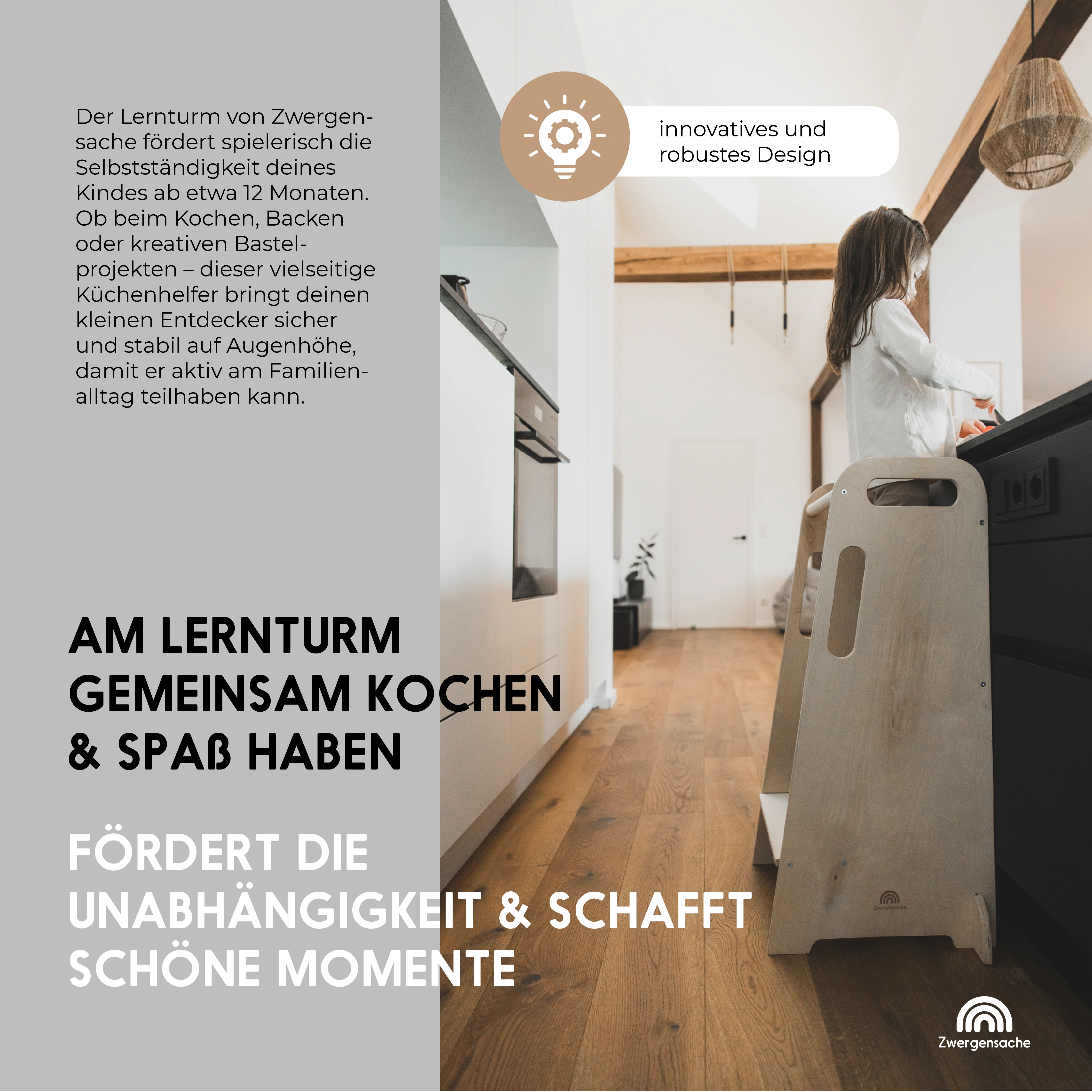 Tour d'apprentissage en bois 2025. Hauteur réglable. Robuste et sécuritaire. À partir de 12 mois.